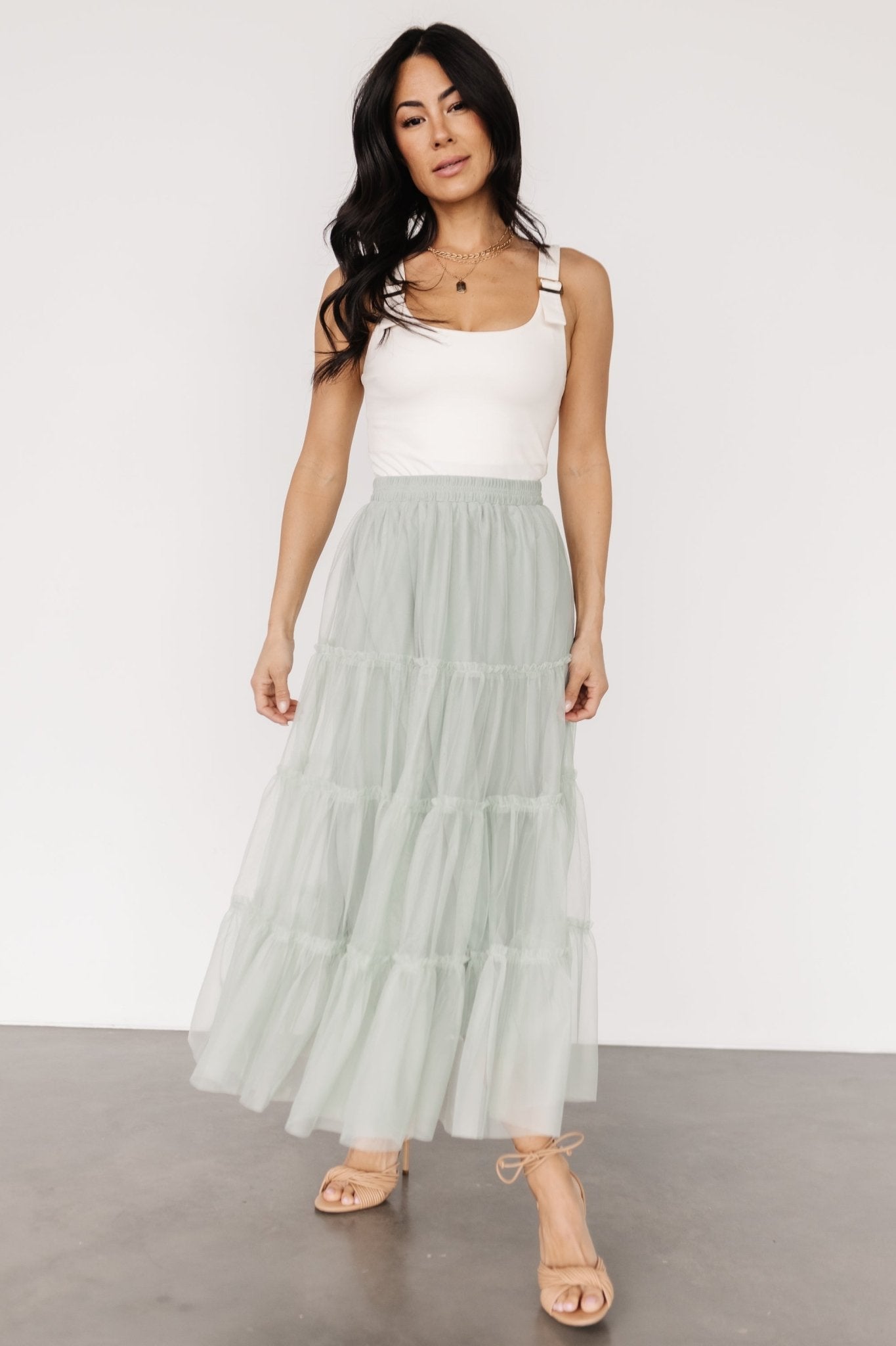 Galena Tulle Skirt | Light Sage Clearance With Credit Card