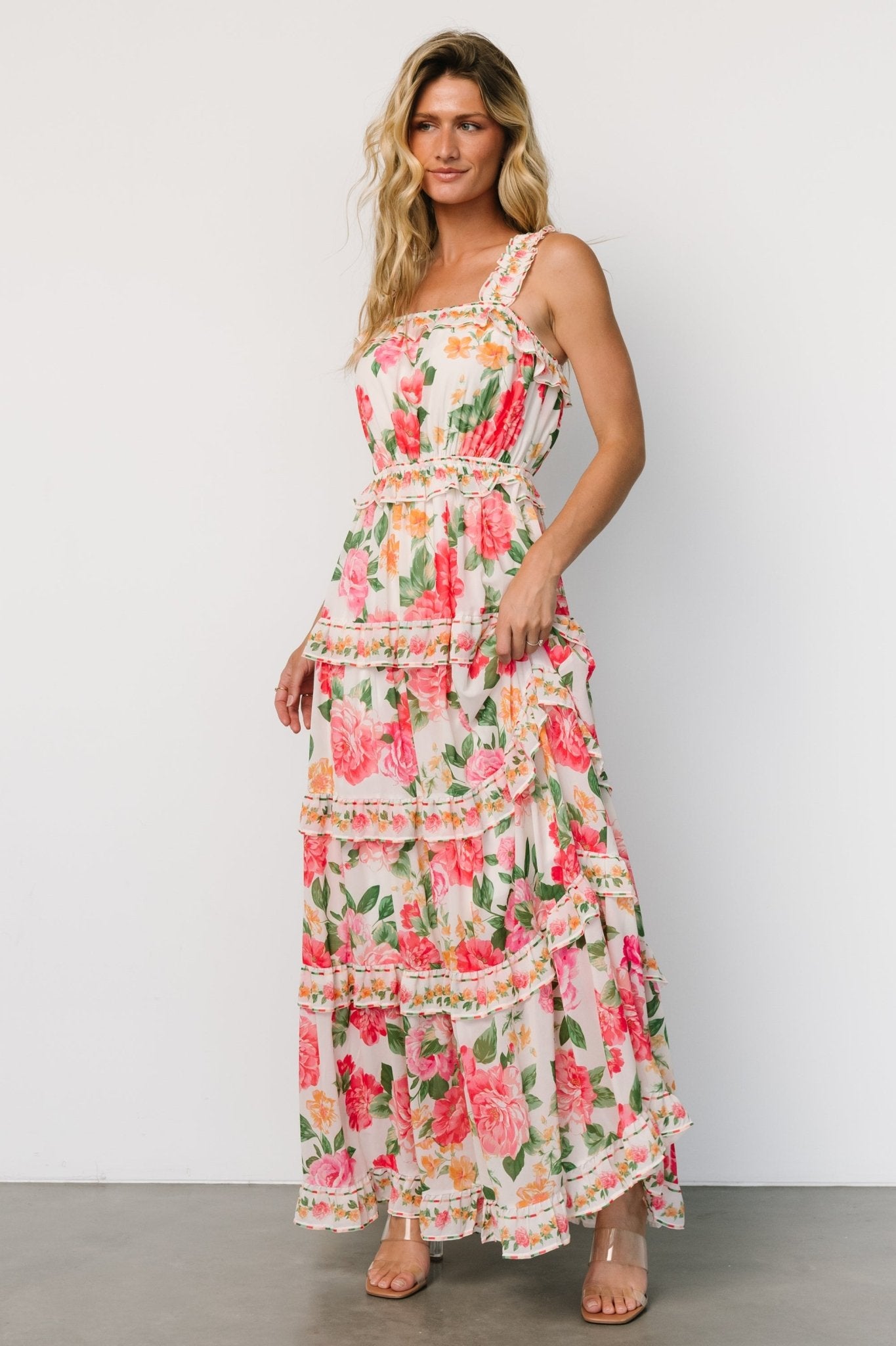 Julieta Tiered Maxi Dress | Off White Floral Quality Original