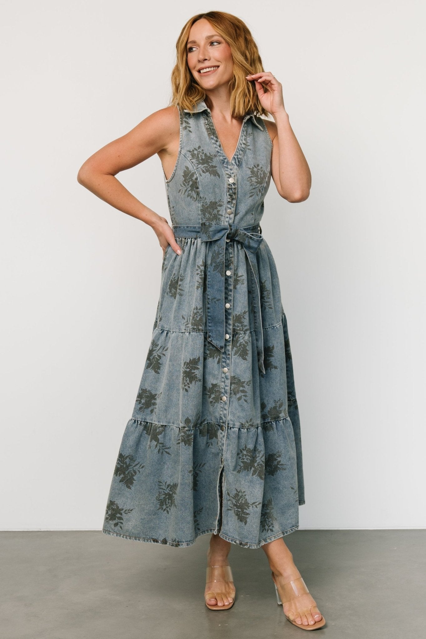 Bernadette Sleeveless Denim Dress | Washed Blue Cheap Sale Best Wholesale