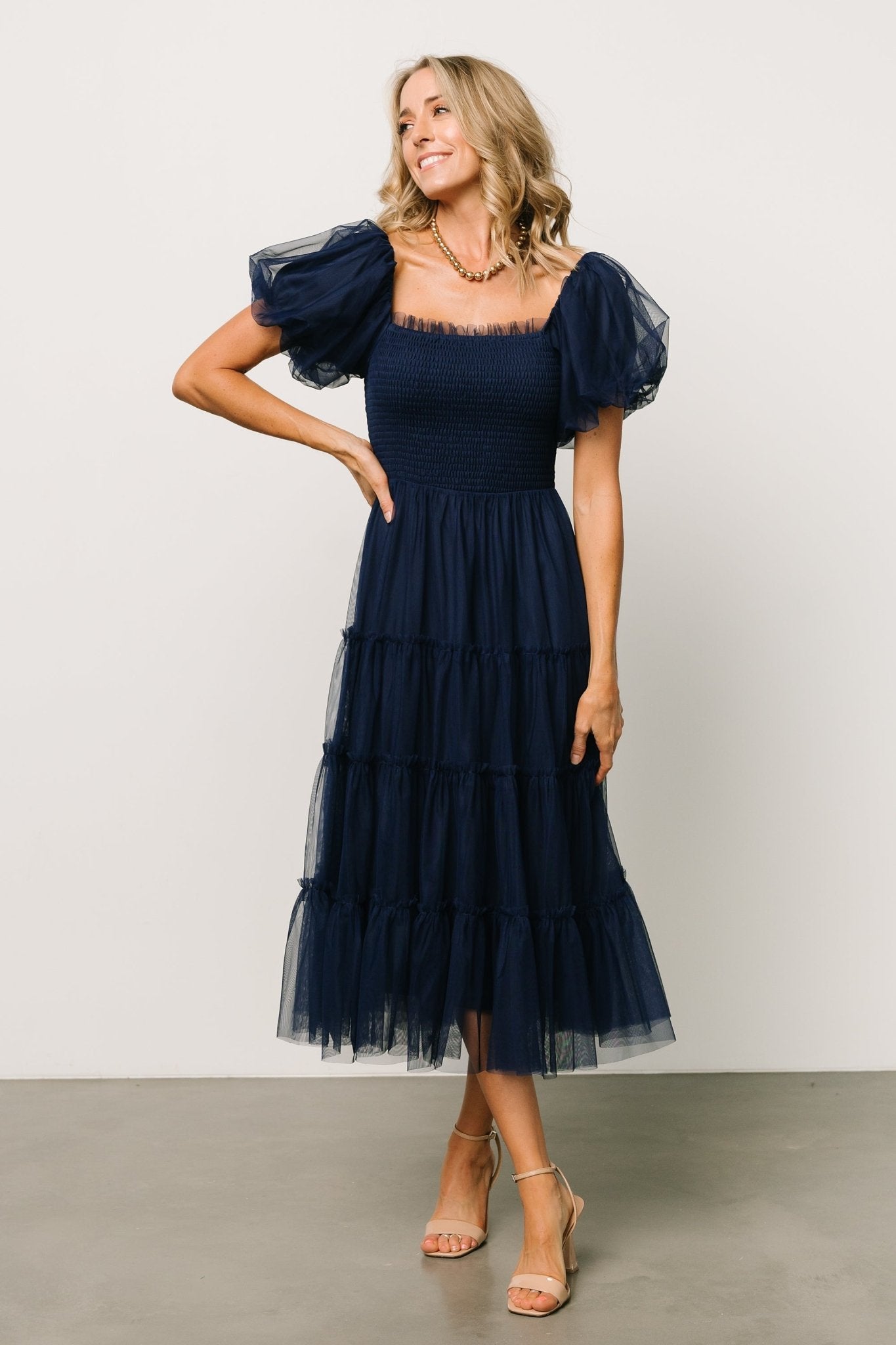 Liv Tulle Midi Dress | Navy Outlet Marketable