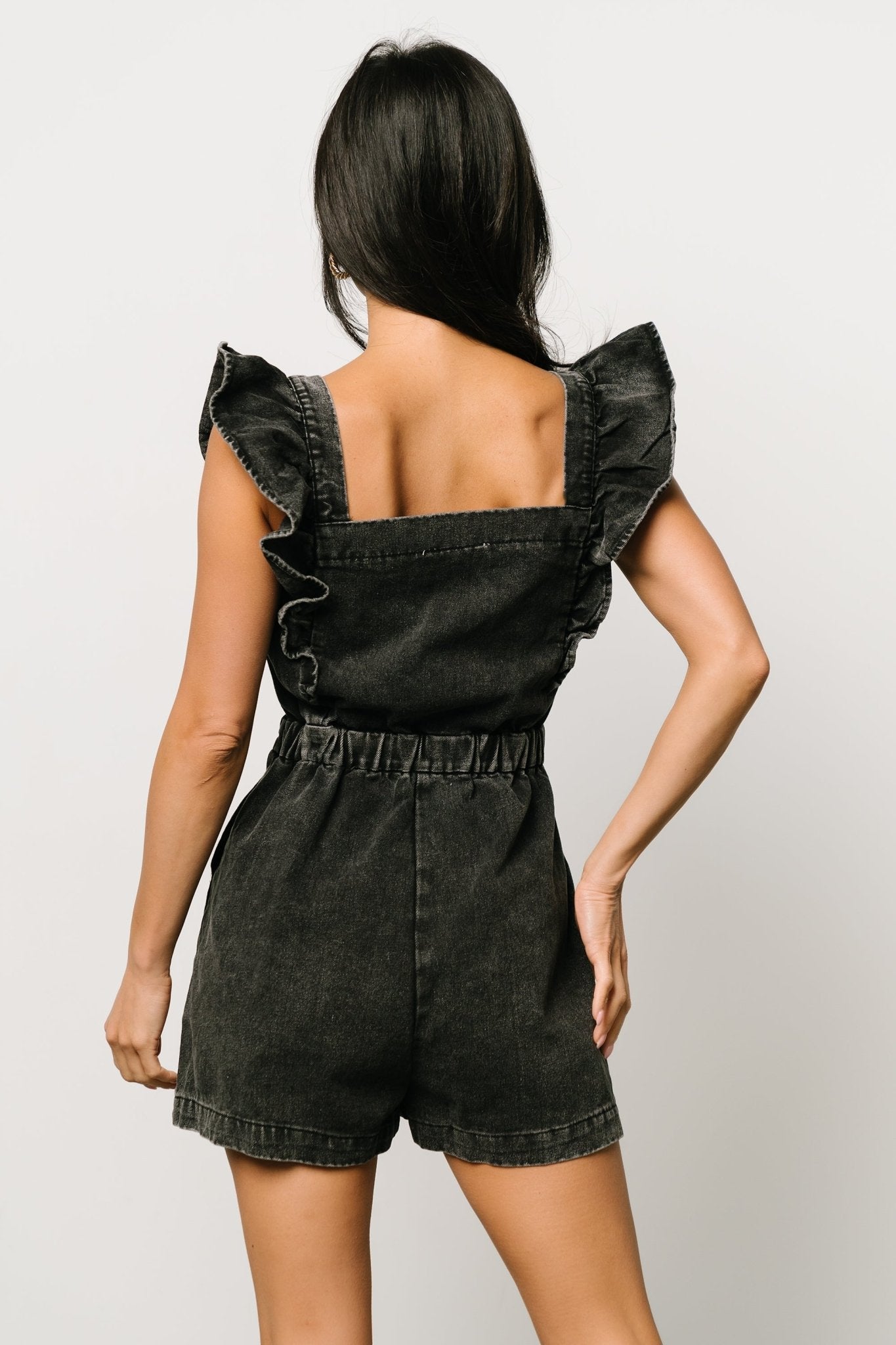 Montgomery Denim Romper | Black Buy Online Cheap