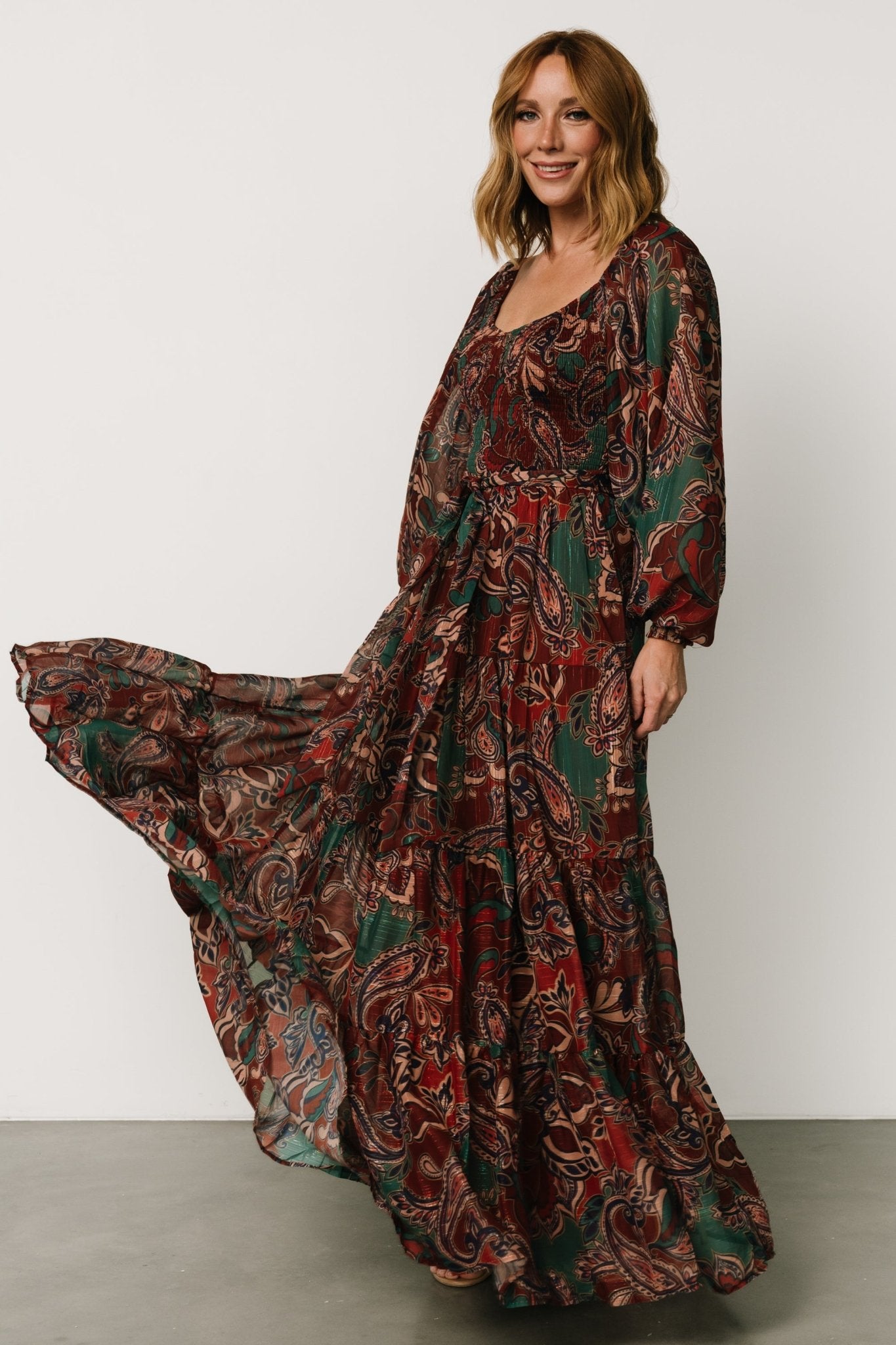 Livia Maxi Dress | Dark Green + Wine Multi Best Sale Cheap Online