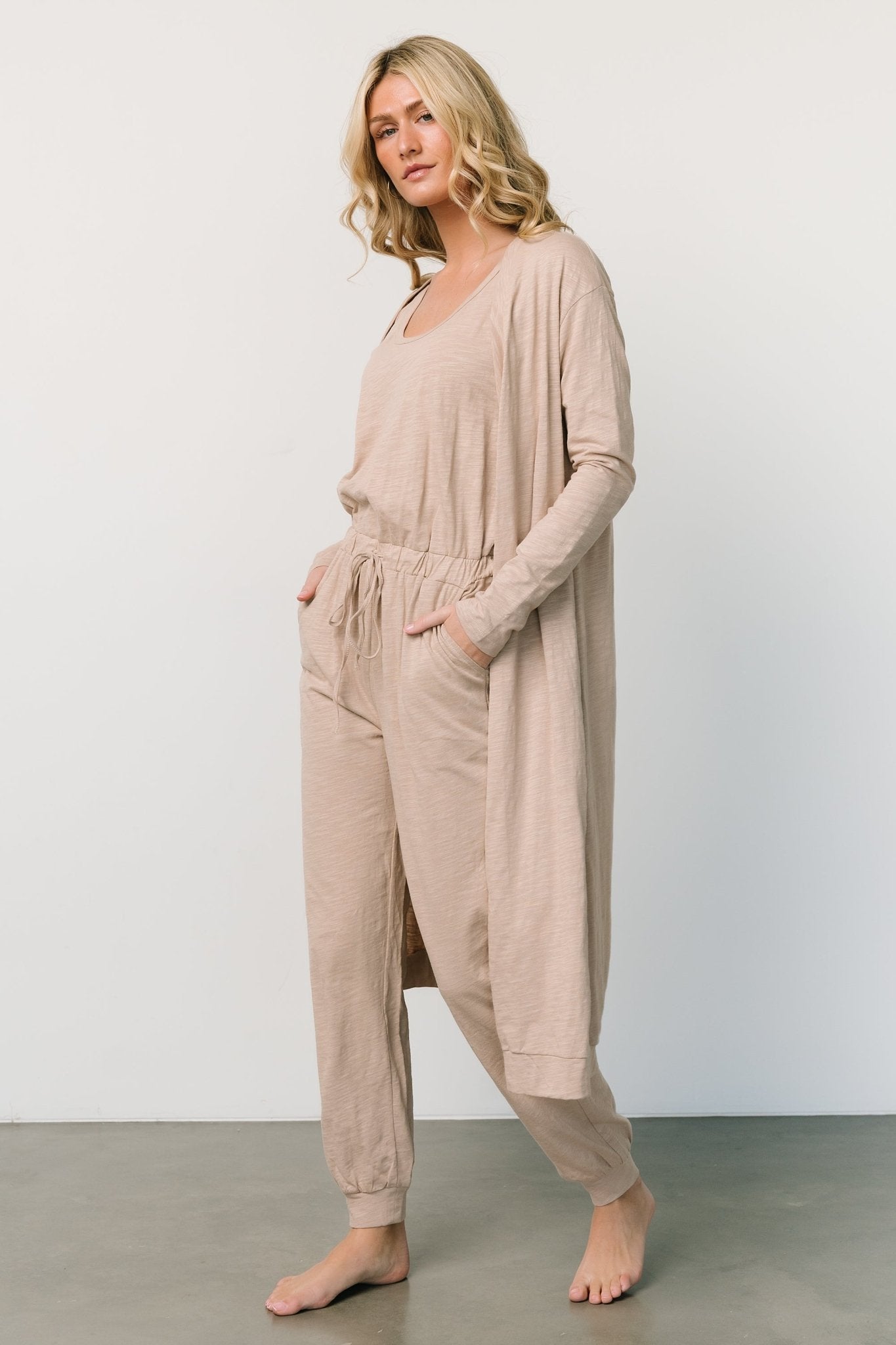 Janae Jumpsuit + Cardigan Set | Oatmeal Free Shipping Online