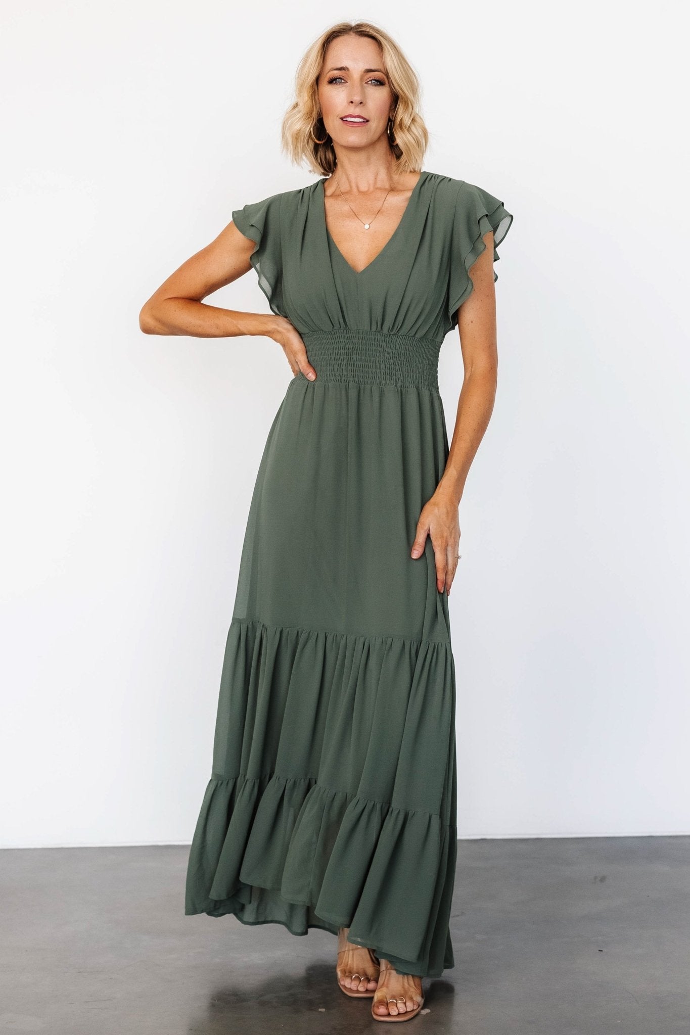 Adelina Maxi Dress | Dark Sage Low Cost Cheap Pice