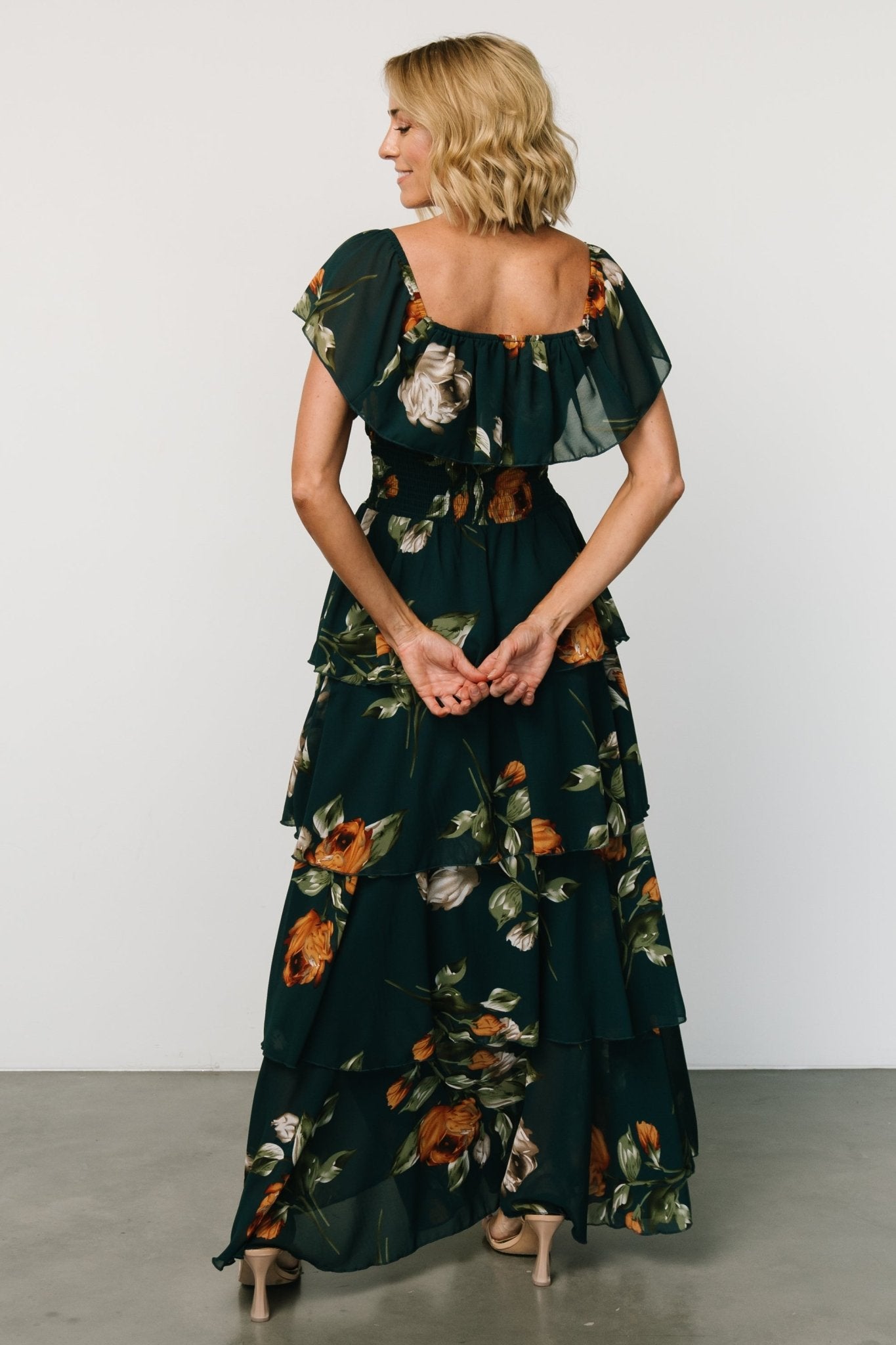 Carina Off Shoulder Maxi Dress | Deep Topaz Floral Discount Eastbay