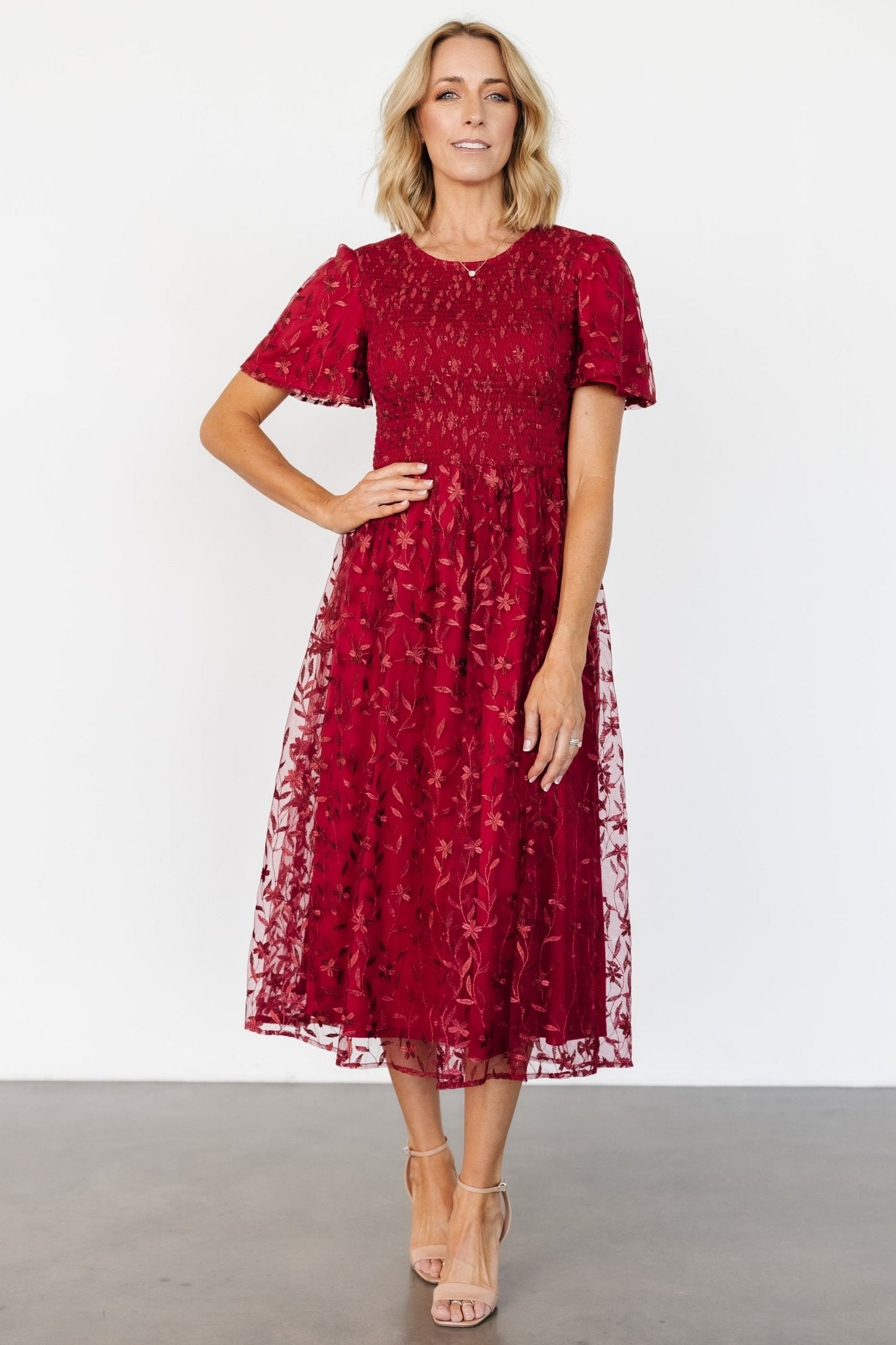 Cara Embroidered Midi Dress | Ruby Cheap Sale 100% Authentic