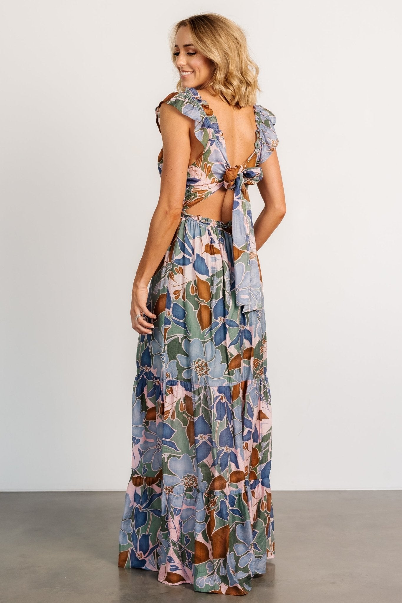 Nylah Back Tie Maxi Dress | Blue Multi For Sale Official Site