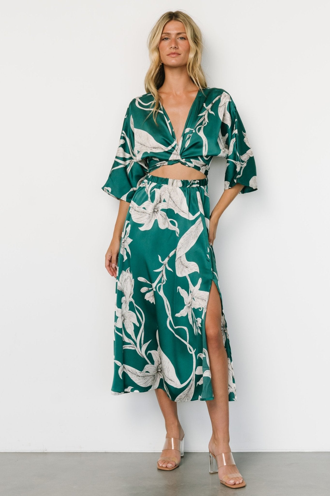 Avryll Front Tie Dress | Green Inexpensive