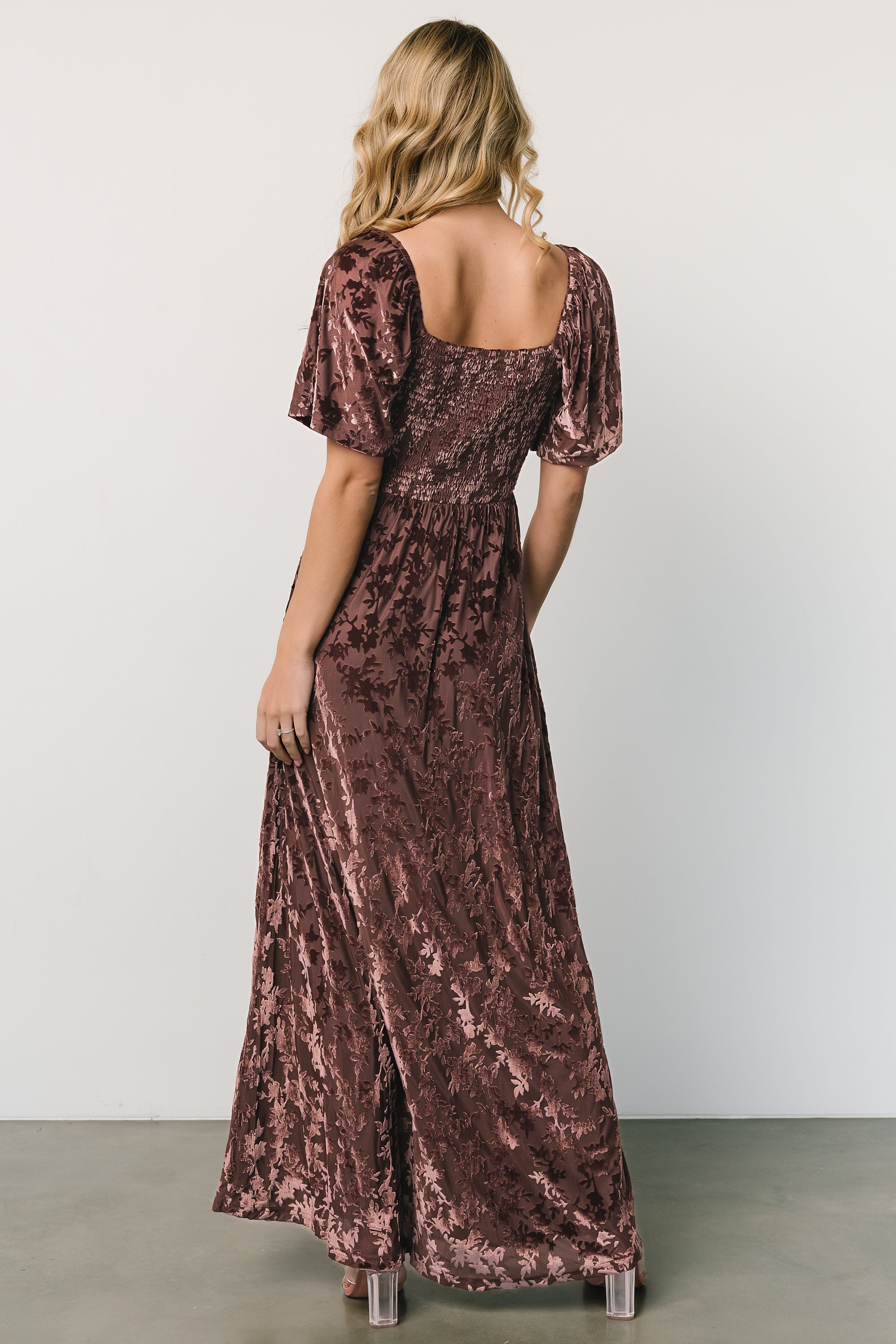 Everley Velvet Maxi Dress | Espresso Looking For Sale Online