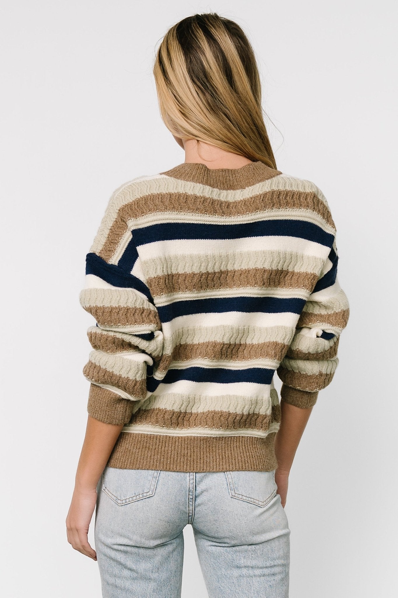 Kira Striped Sweater | Navy + Sage Multi Pices For Sale