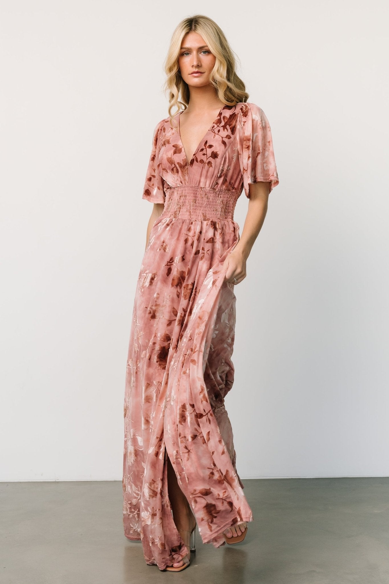 Veronica Velvet Maxi Dress | Blush Cheap