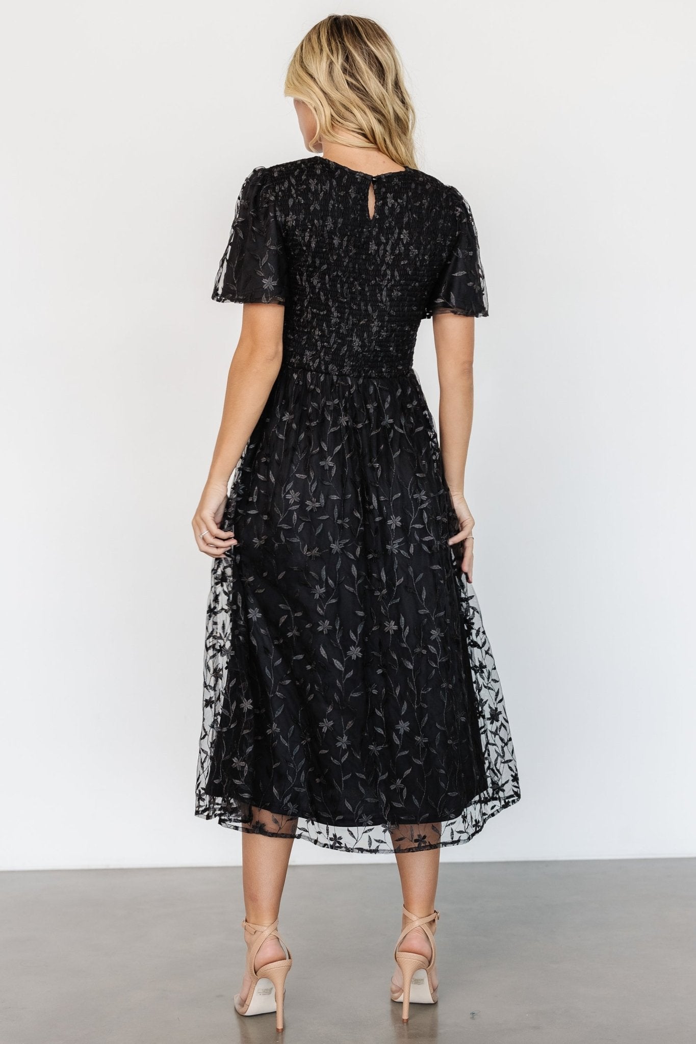 Cara Embroidered Midi Dress | Black Outlet Free Shipping Authentic