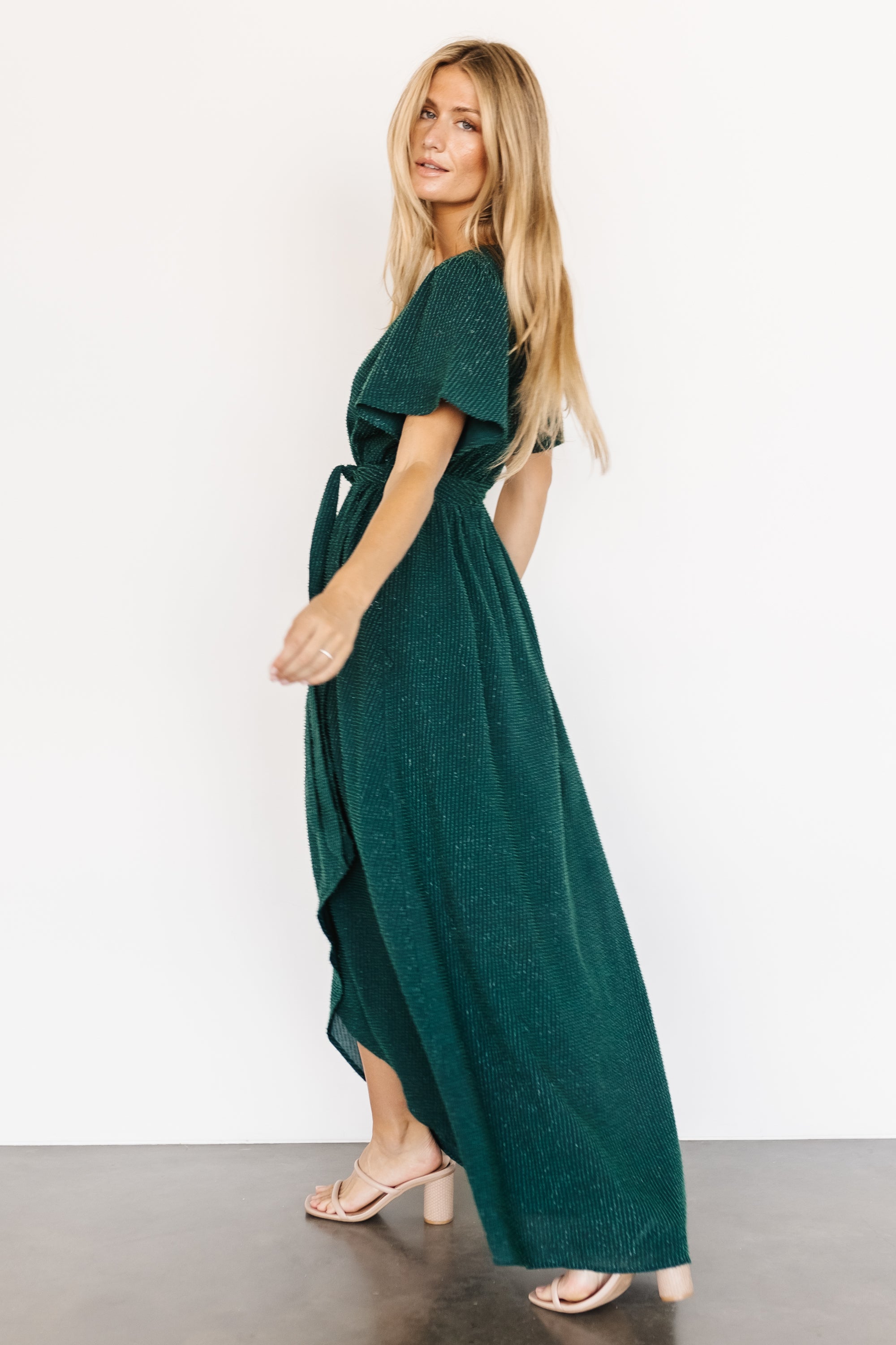 McCall Textured Maxi Dress | Dark Green Outlet 100% Original