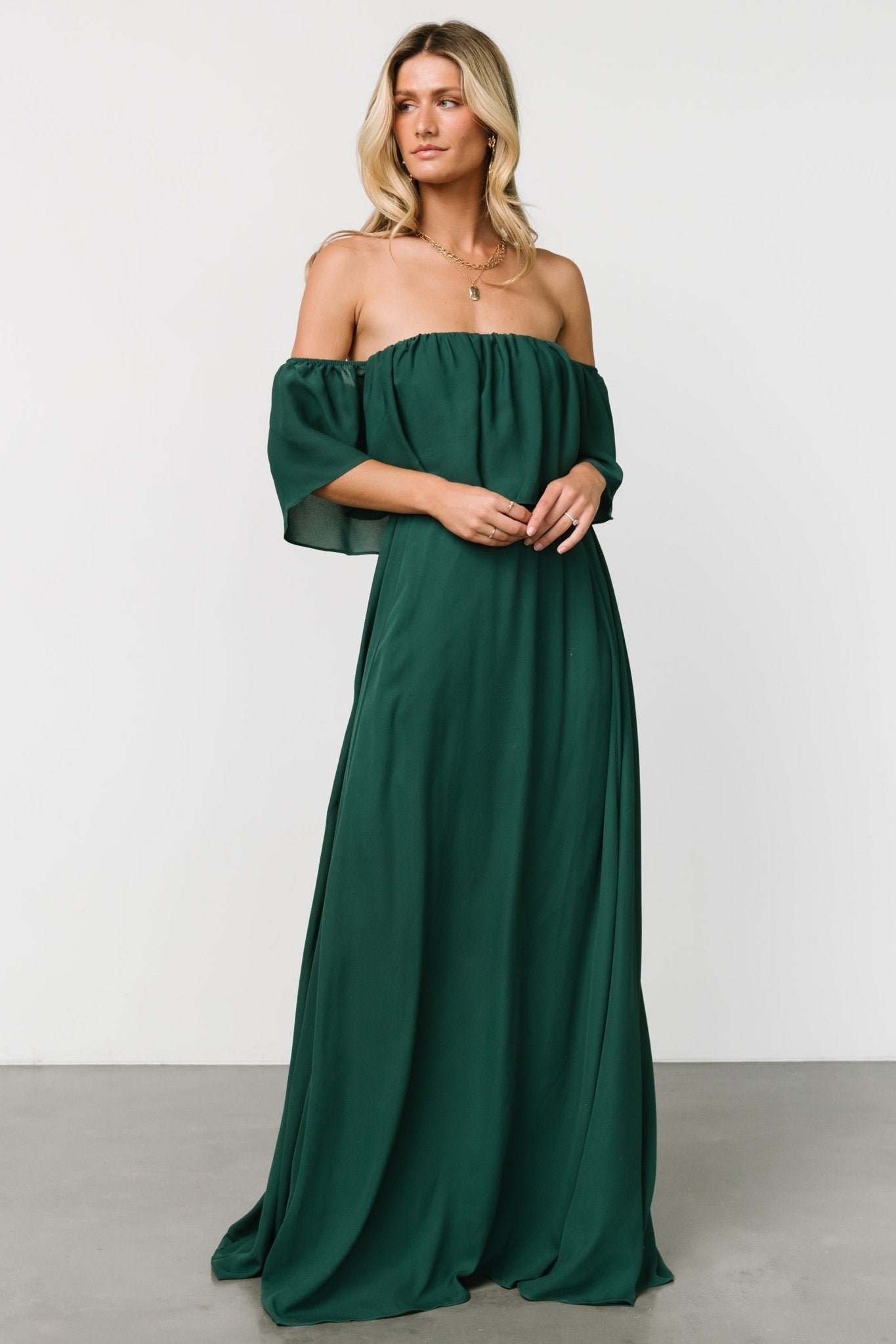 Diana Off Shoulder Maxi Dress | Emerald Footlocker For Sale