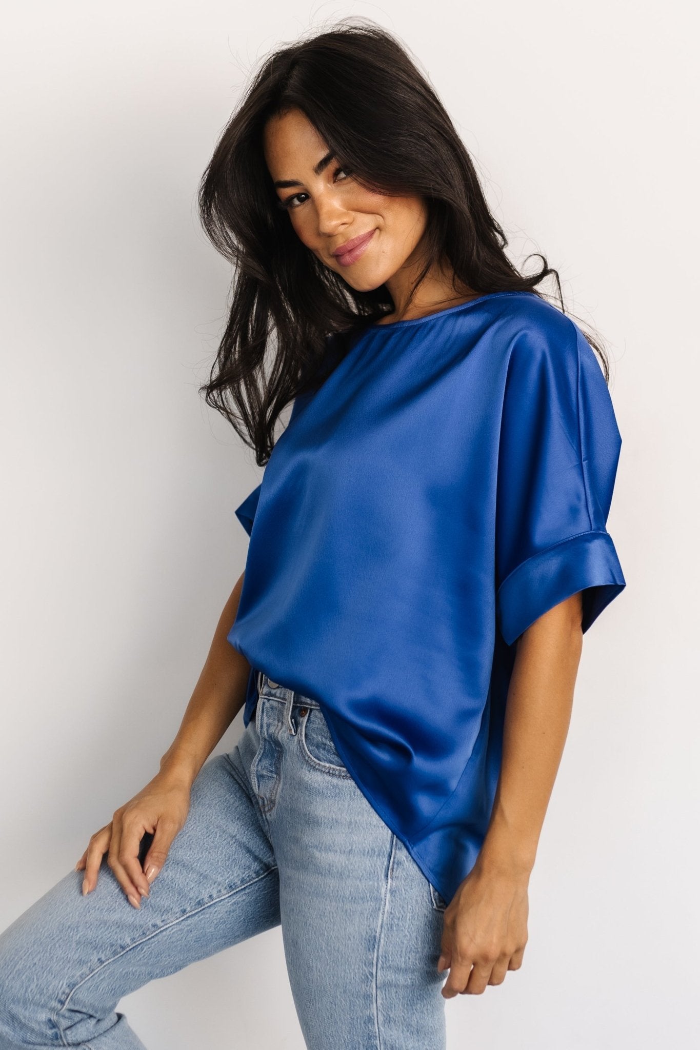 Rory Satin Top | Cobalt Cheap The Cheapest