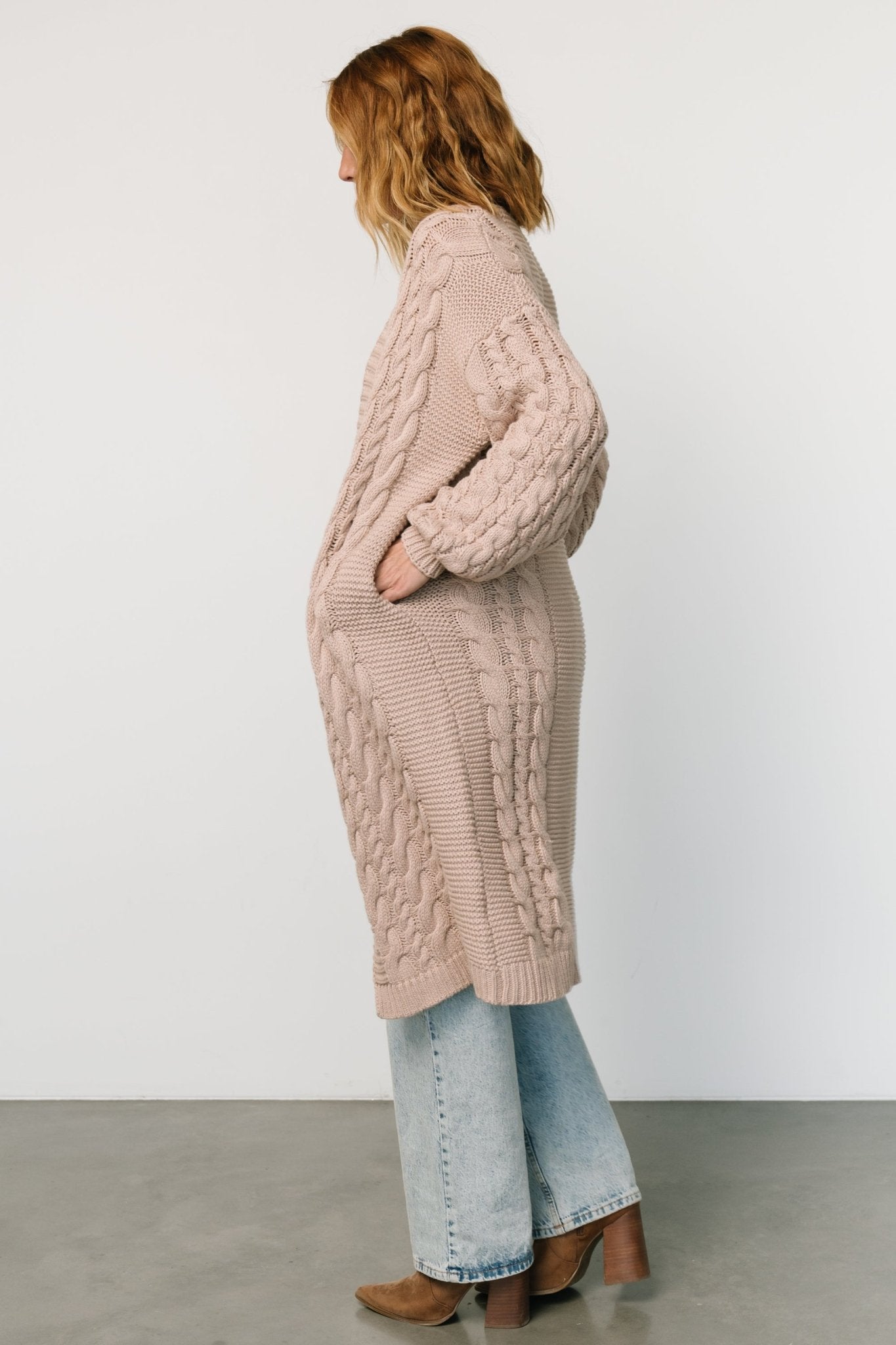 Kristen Cable Knit Cardigan | Taupe Cheap Sale Footlocker Finishline