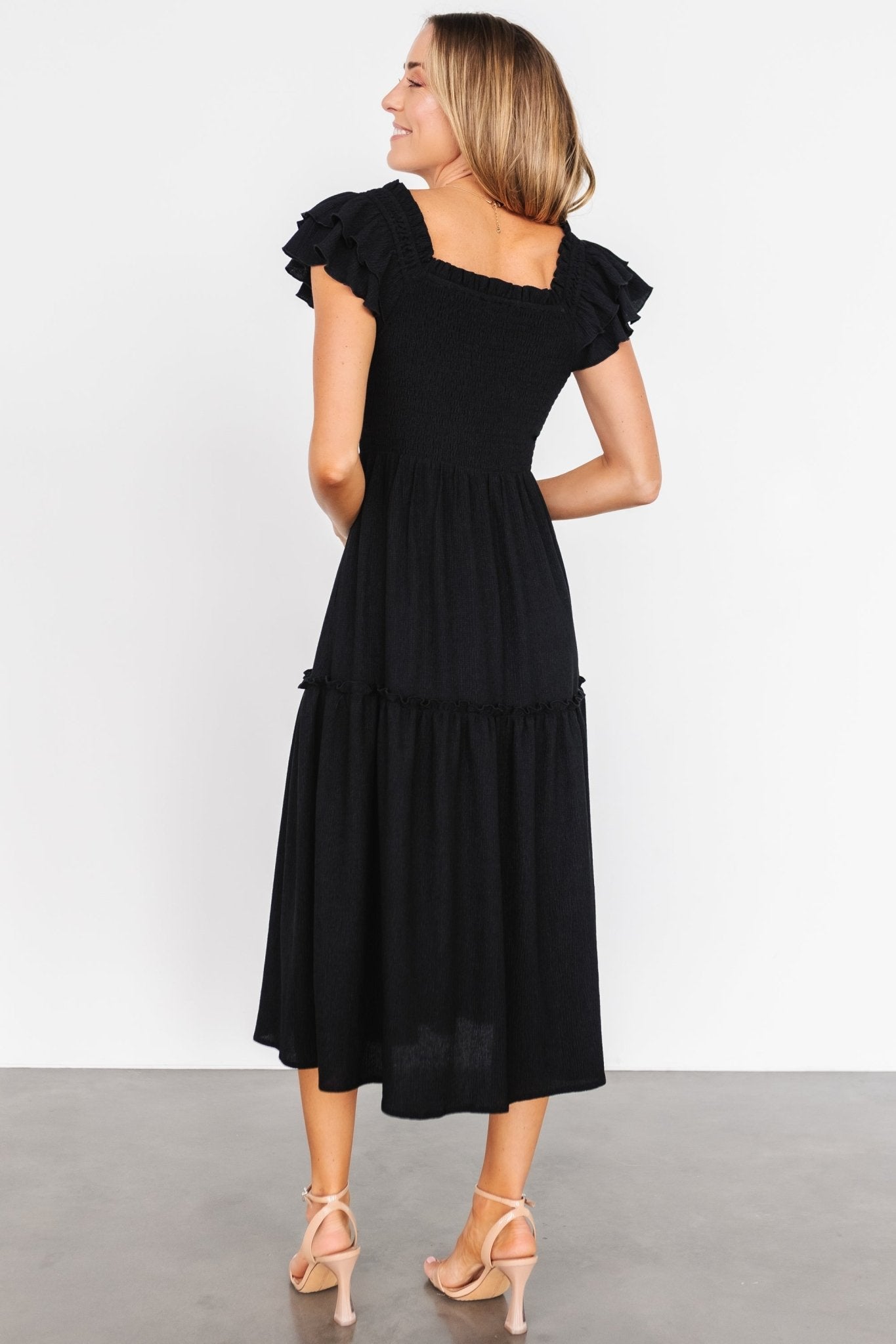 Jacie Smocked Midi Dress | Black Sale Fast Delivery