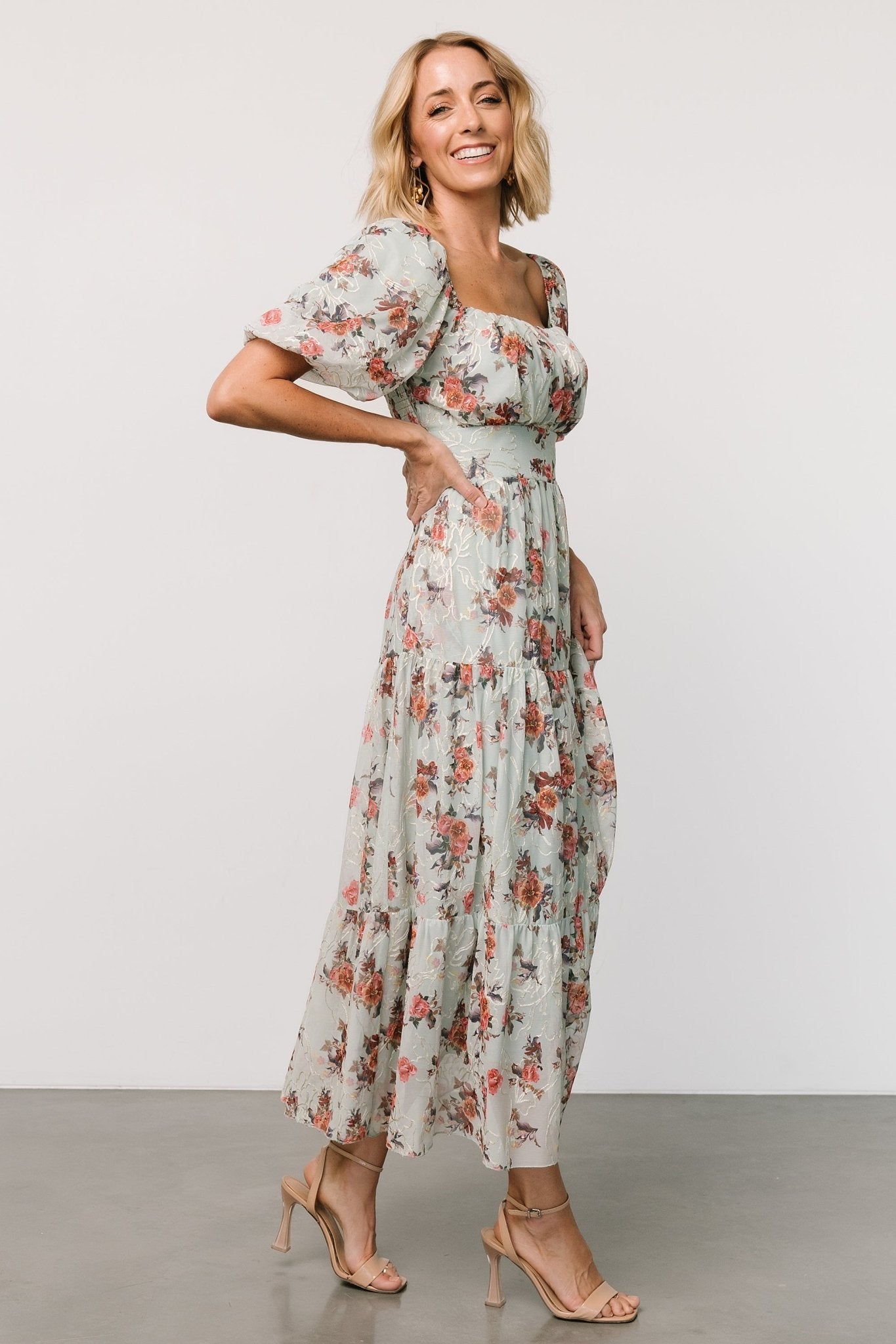 Annabeth Midi Dress | Eucalyptus Floral Clearance With Mastercard