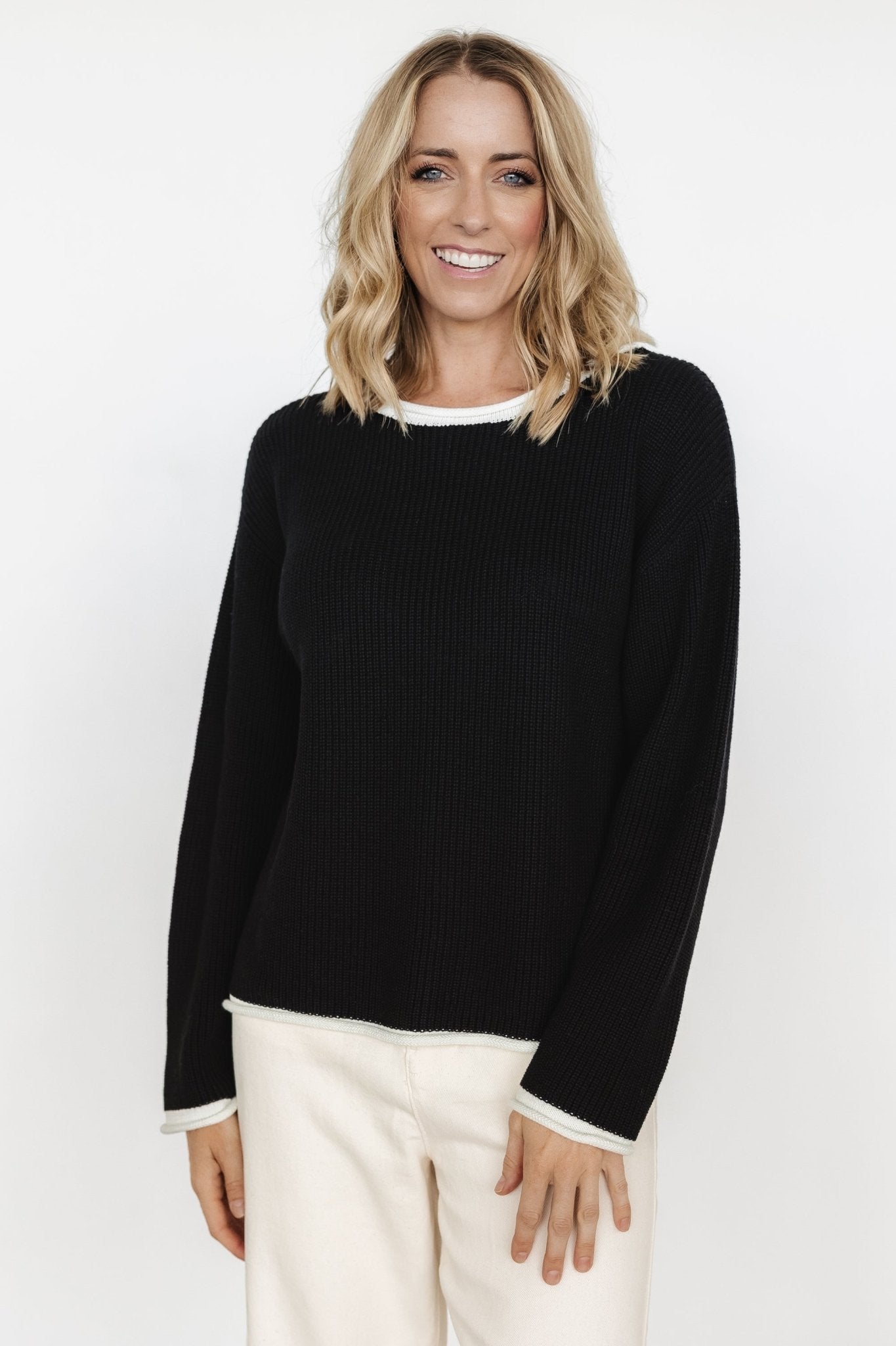 Tiffany Knit Sweater | Black + Off White Outlet Cheap Pices