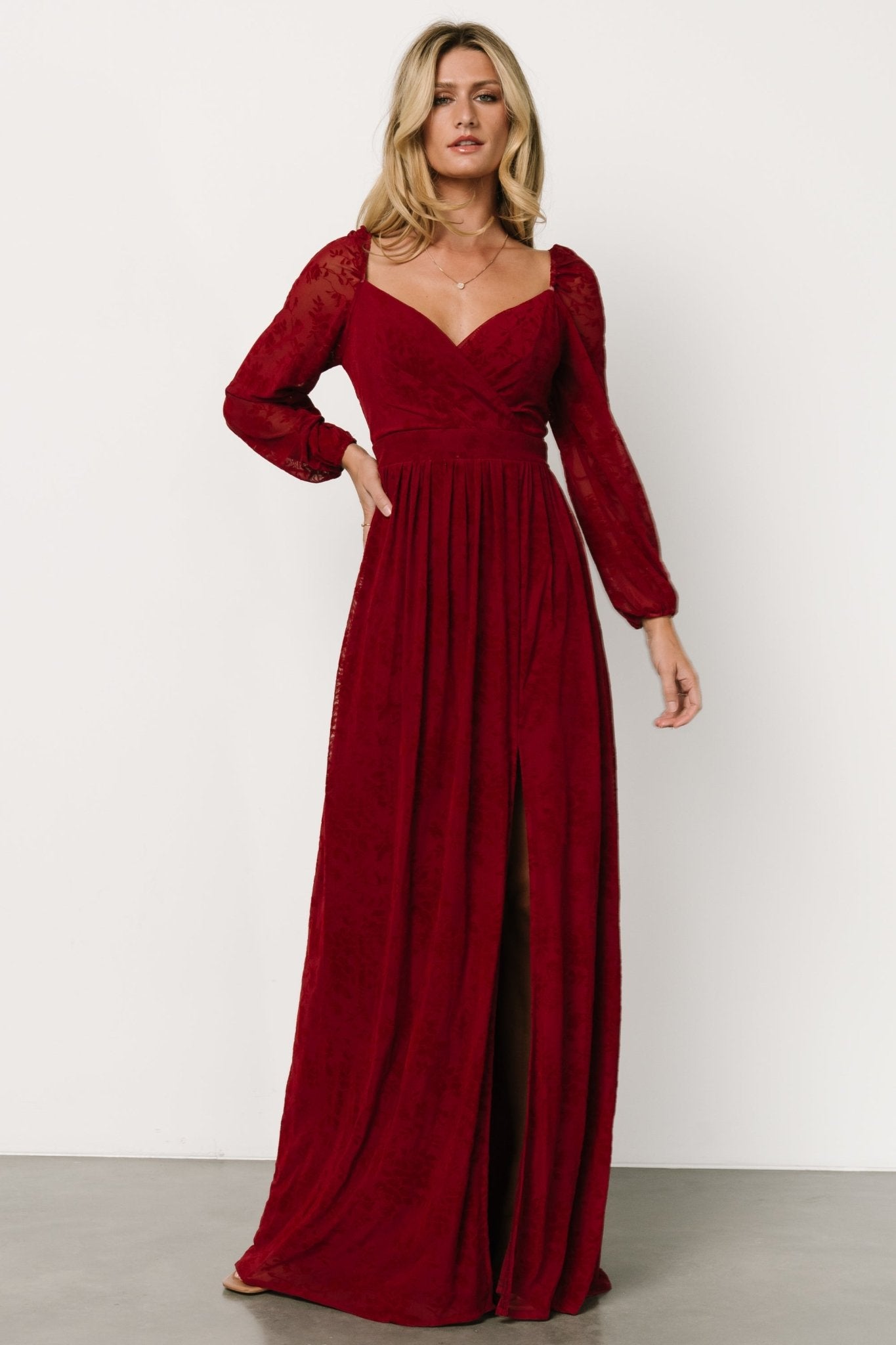 Mable Velvet Maxi Dress | Crimson Discount Release Dates