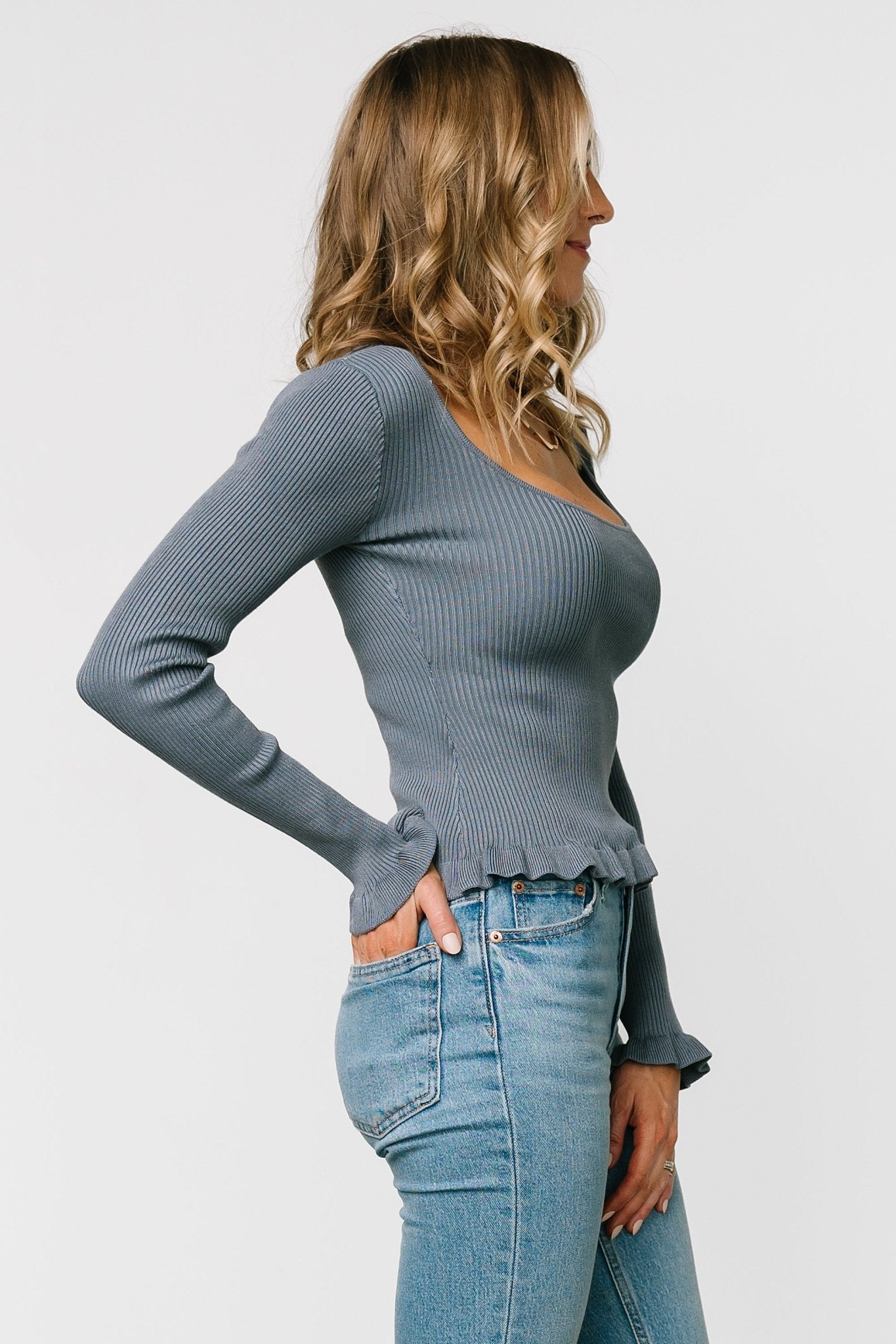 Tayla Knit Top | Slate Blue Clearance Online Online