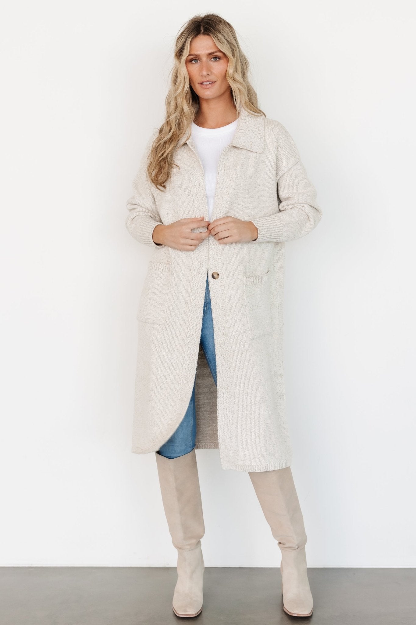 Ontario Long Button Cardigan | Oatmeal Cheap Sale Amazon