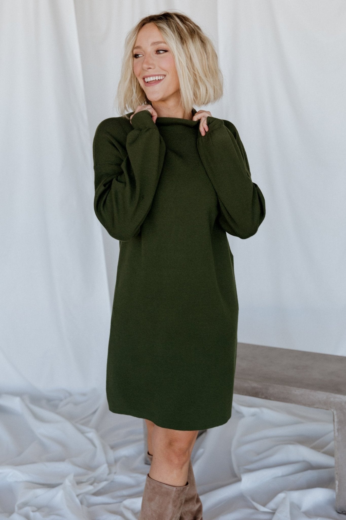 Jennings Sweater Dress | Deep Olive Free Shipping Classic