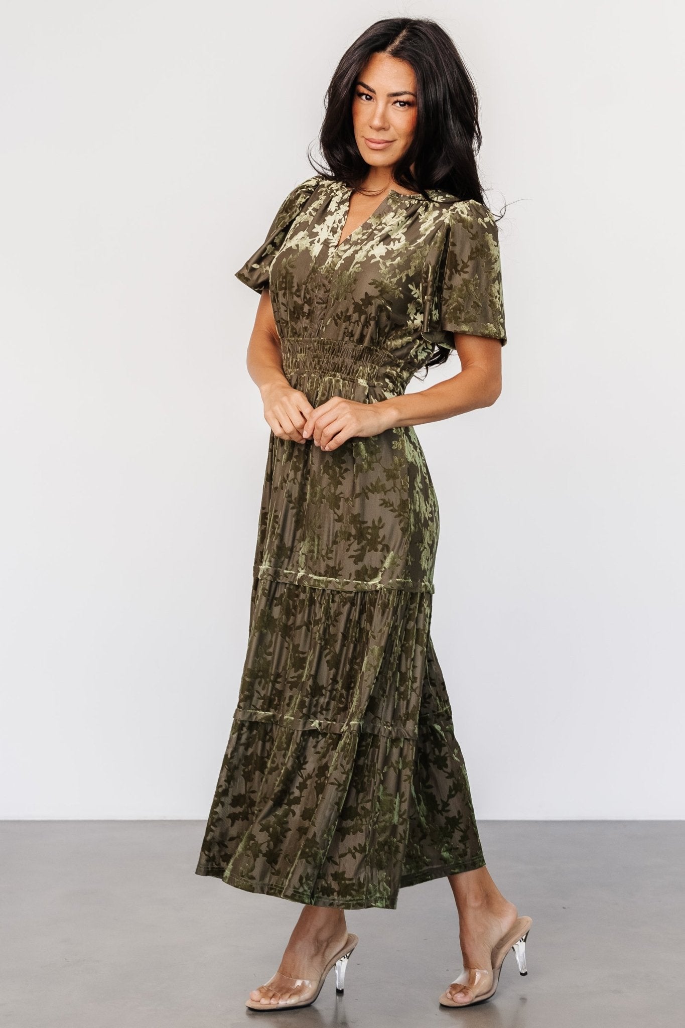 Bronwyn Velvet Dress | Olive Free Shipping High Quality