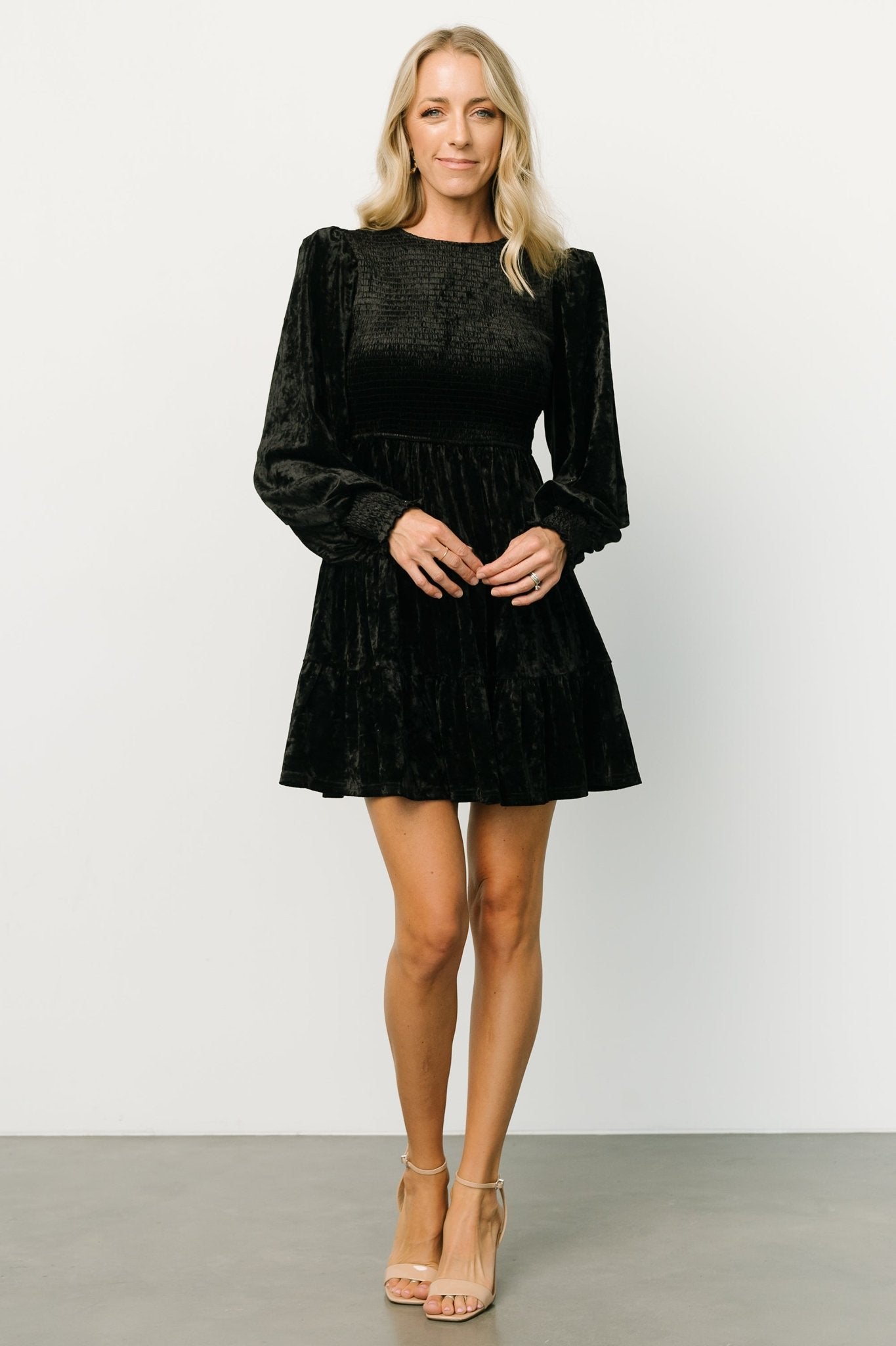 Kele Crushed Velvet Mini Dress | Black Free Shipping 2025 Unisex