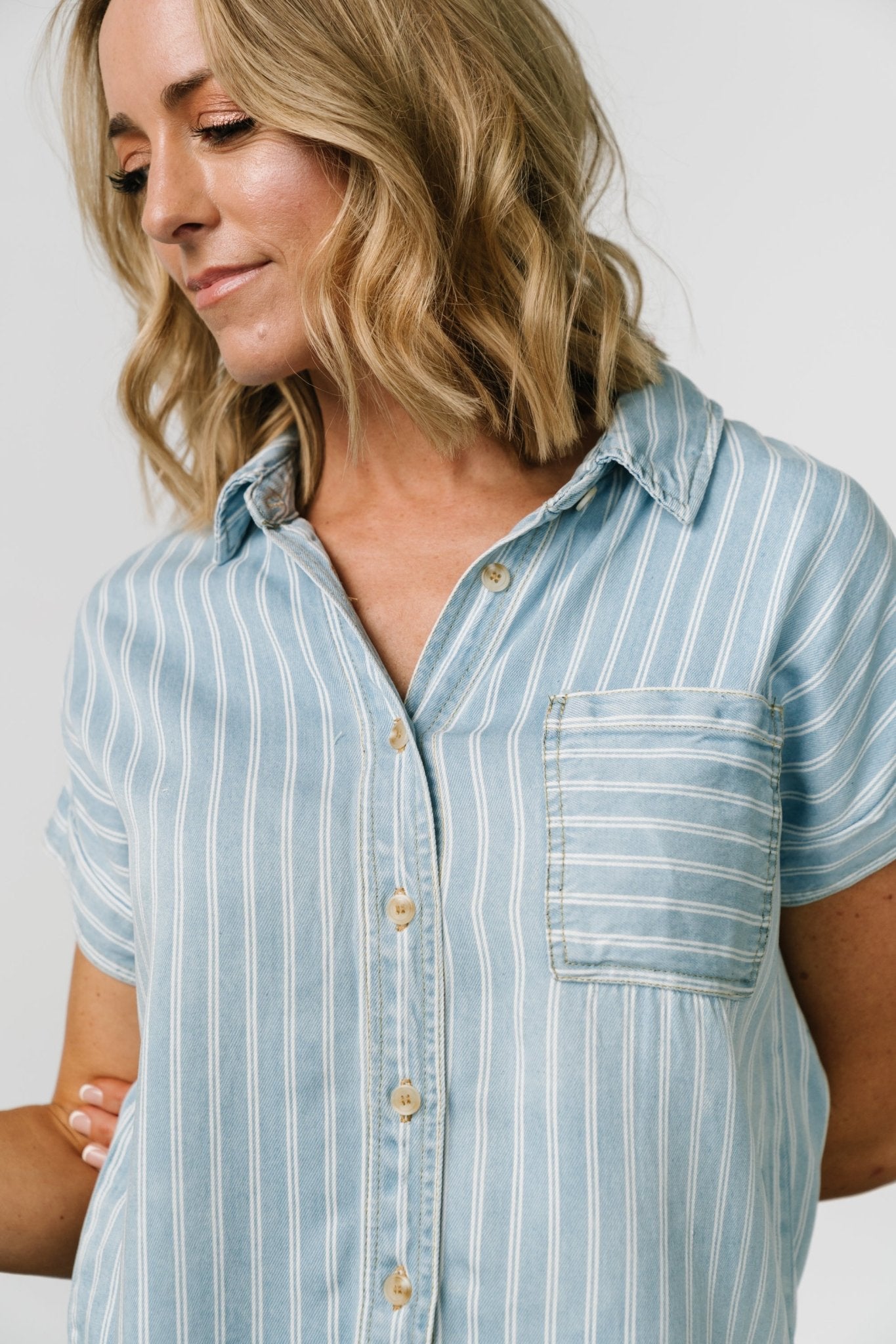 Berkley Striped Top | Denim Blue Cheap Sale Supply