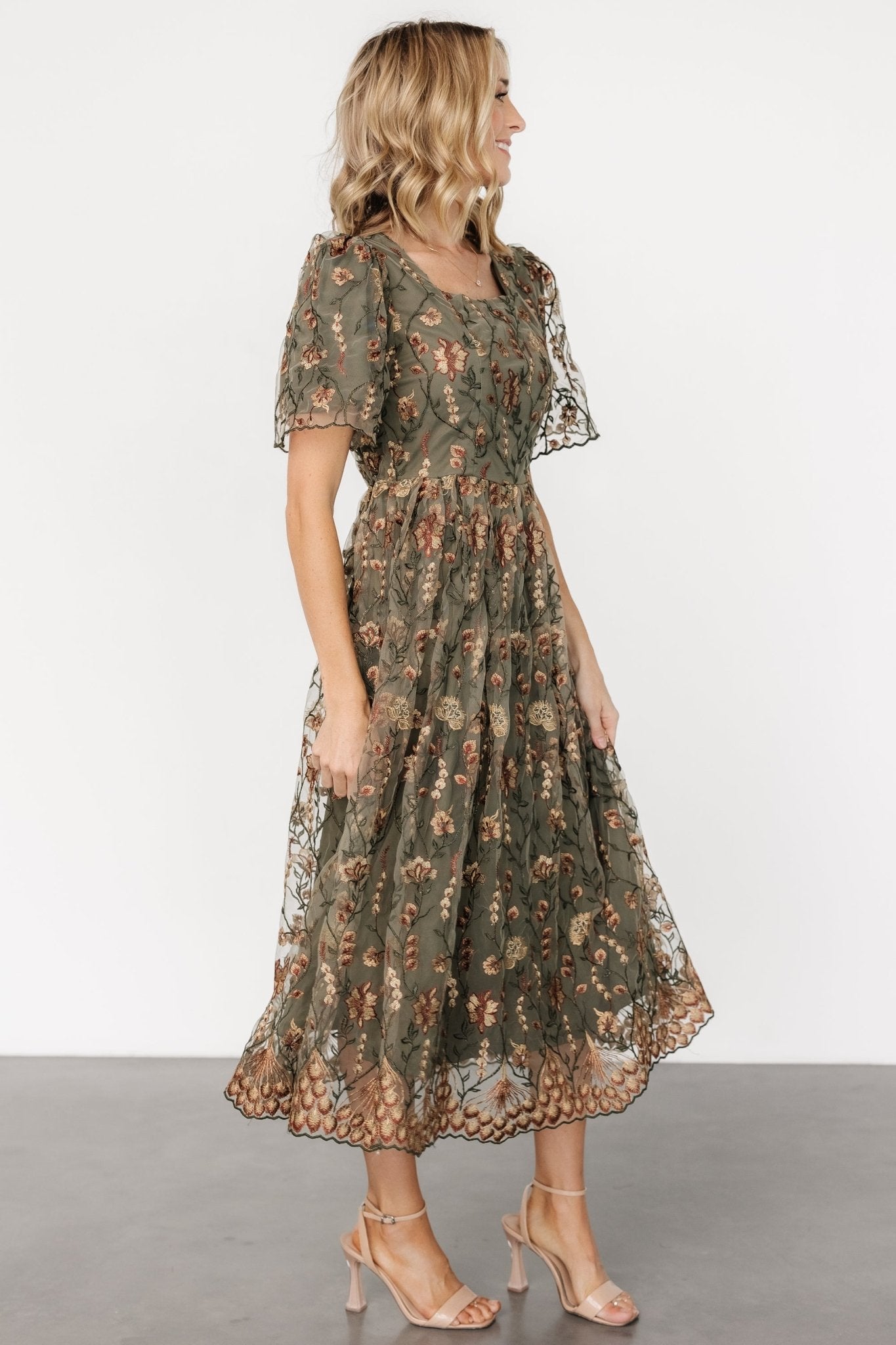 Ravenna Embroidered Dress | Olive Floral Buy Cheap Websites