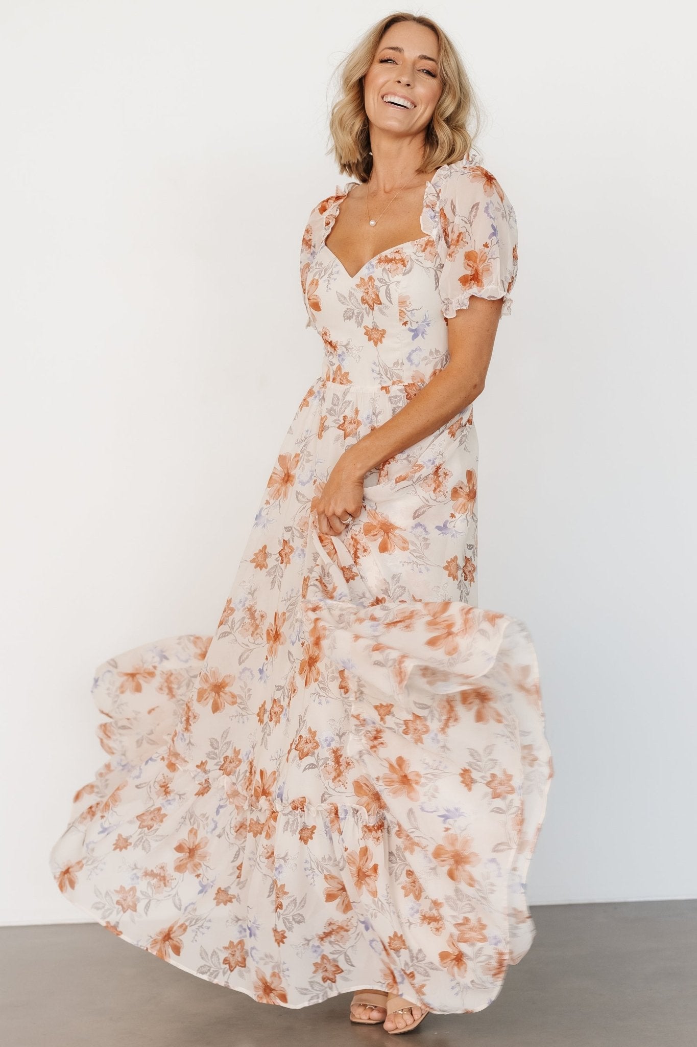 Aberdeen Sweetheart Maxi Dress | Cream Floral Cheap Sale Huge Surprise