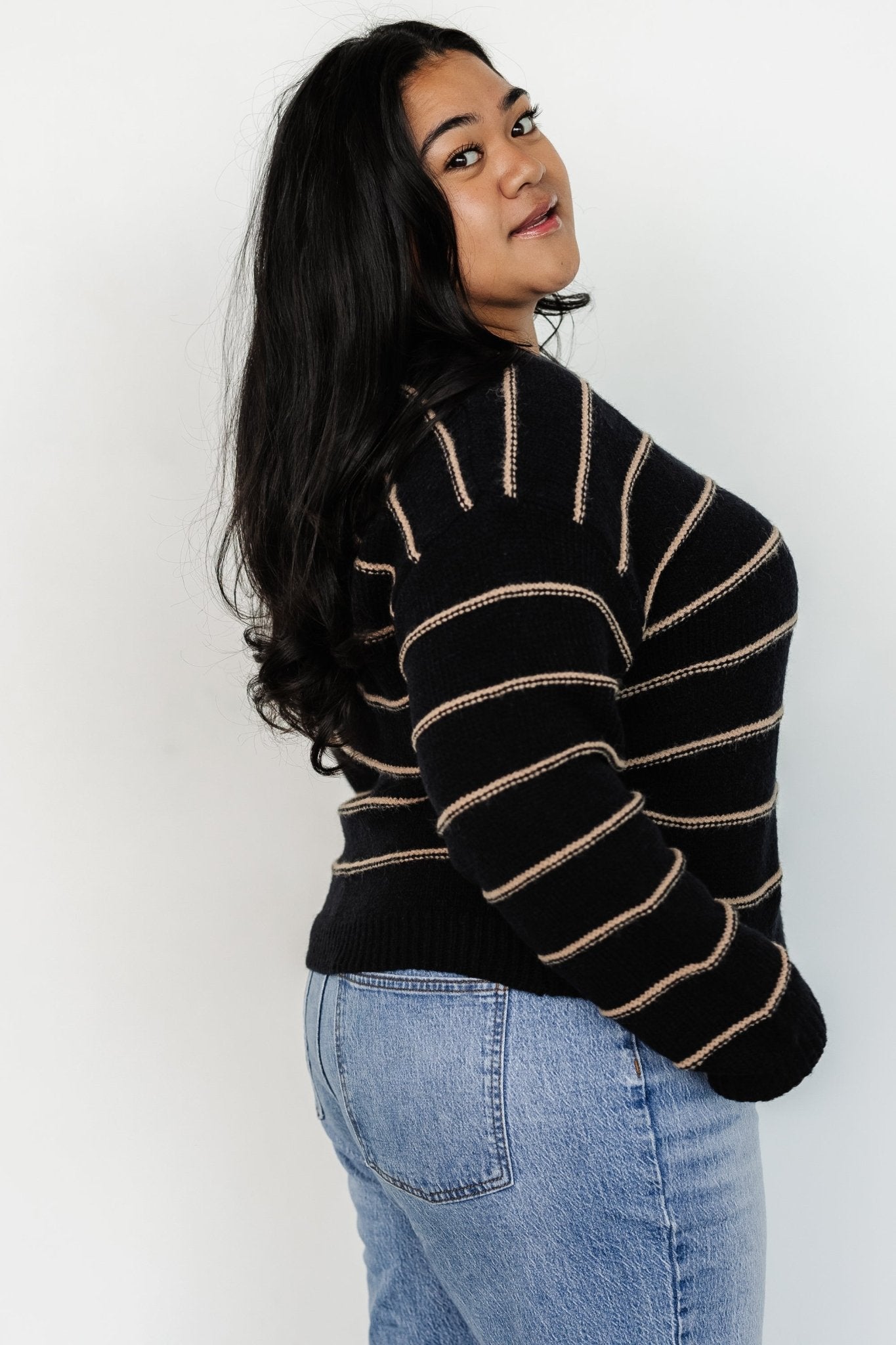 Alanis Stripe Sweater | Black + Camel Free Shipping Fashionable