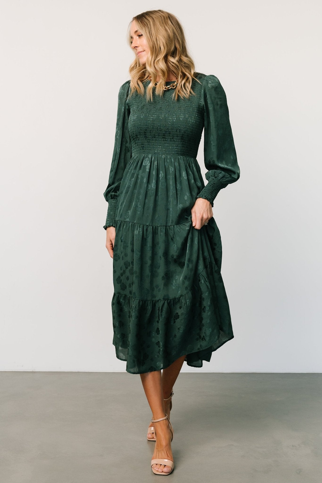 Stockholm Smocked Dress | Dark Green Free Shipping 2025 Unisex