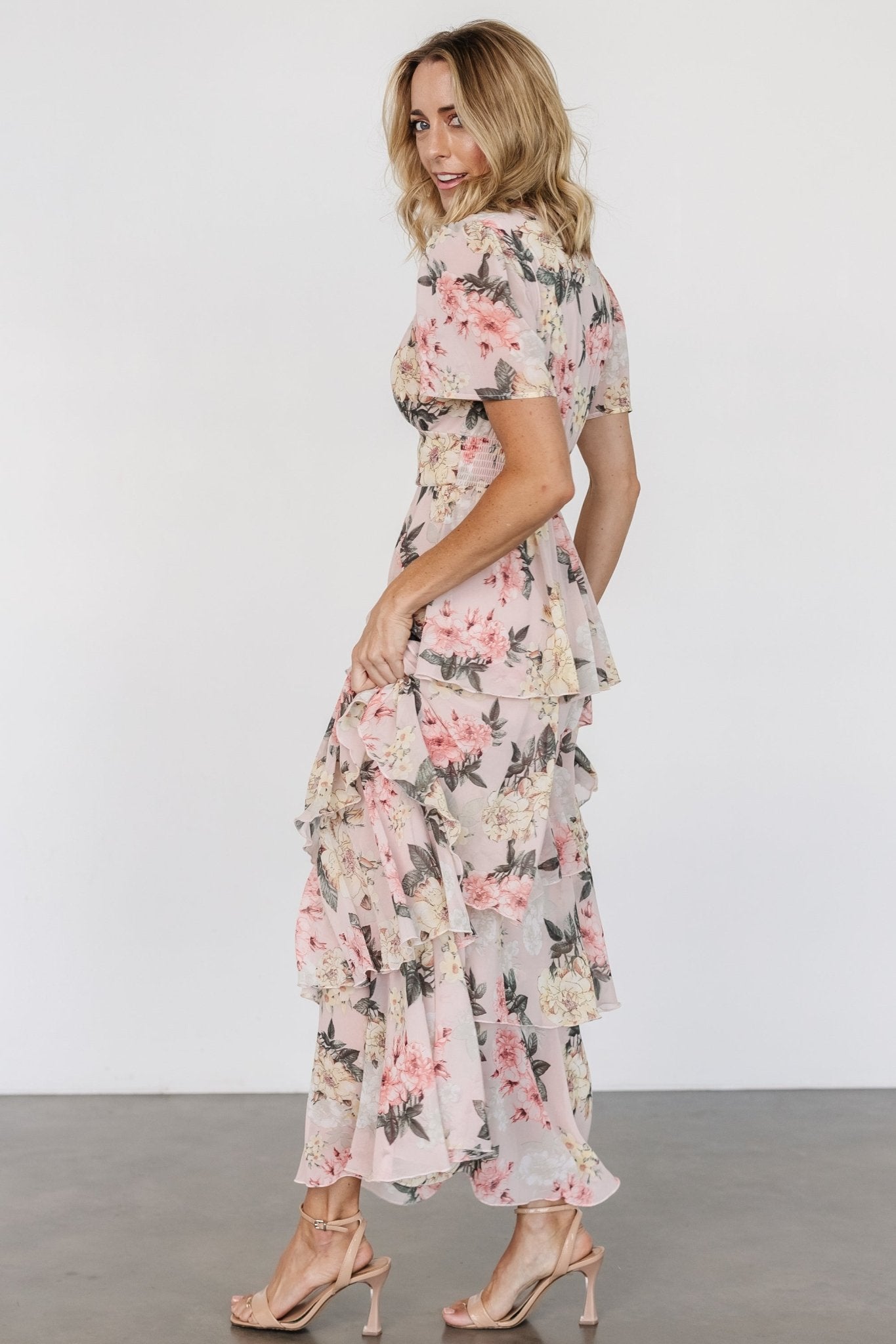 Montaigne Ruffle Maxi Dress | Pale Blush Floral Buy Cheap Pay With Paypal