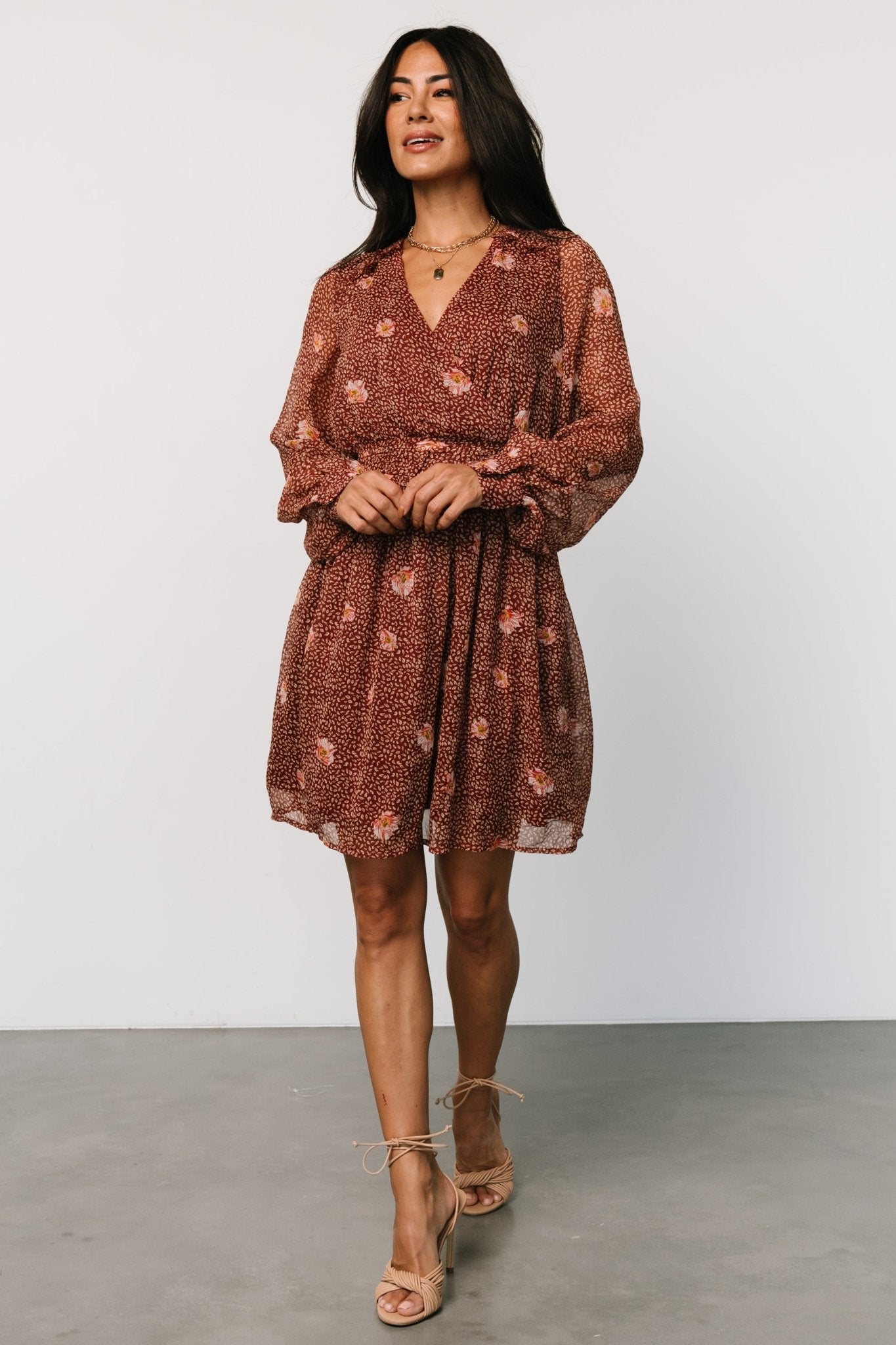 Anne Short Dress | Rust Print Fashionable Online