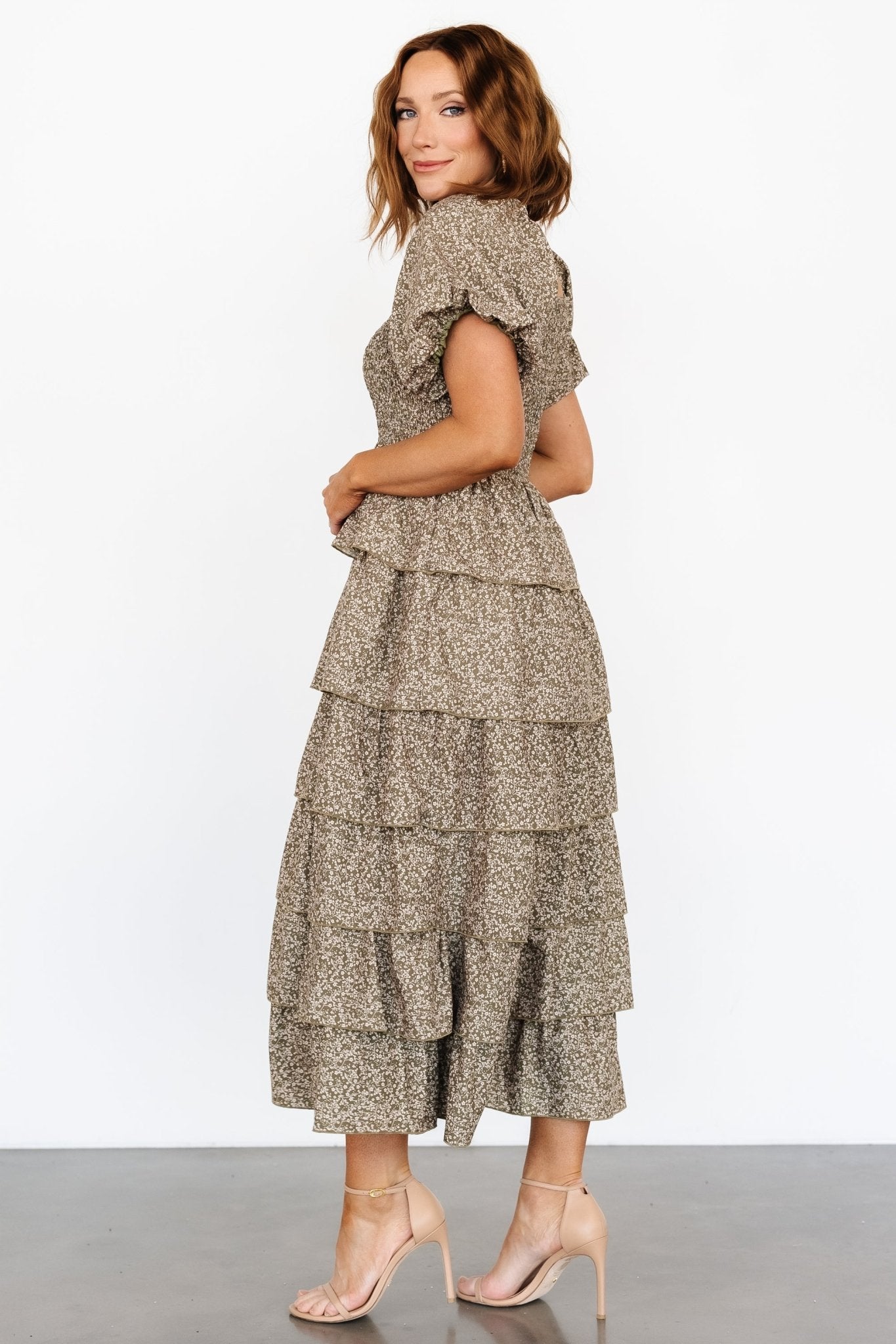 Bromley Tiered Dress | Olive Print Best For Sale