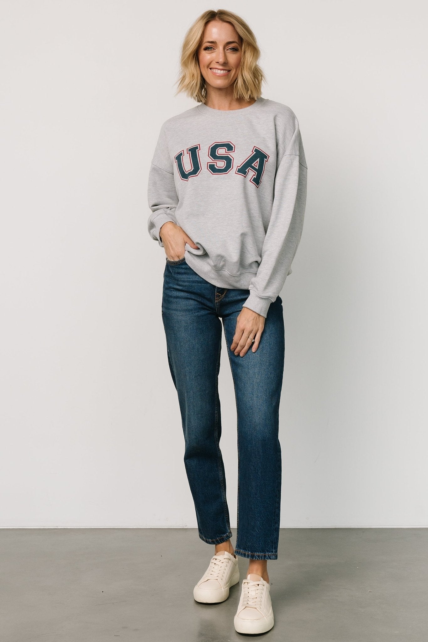 USA Oversized Sweatshirt | Heather Gray Sale Classic