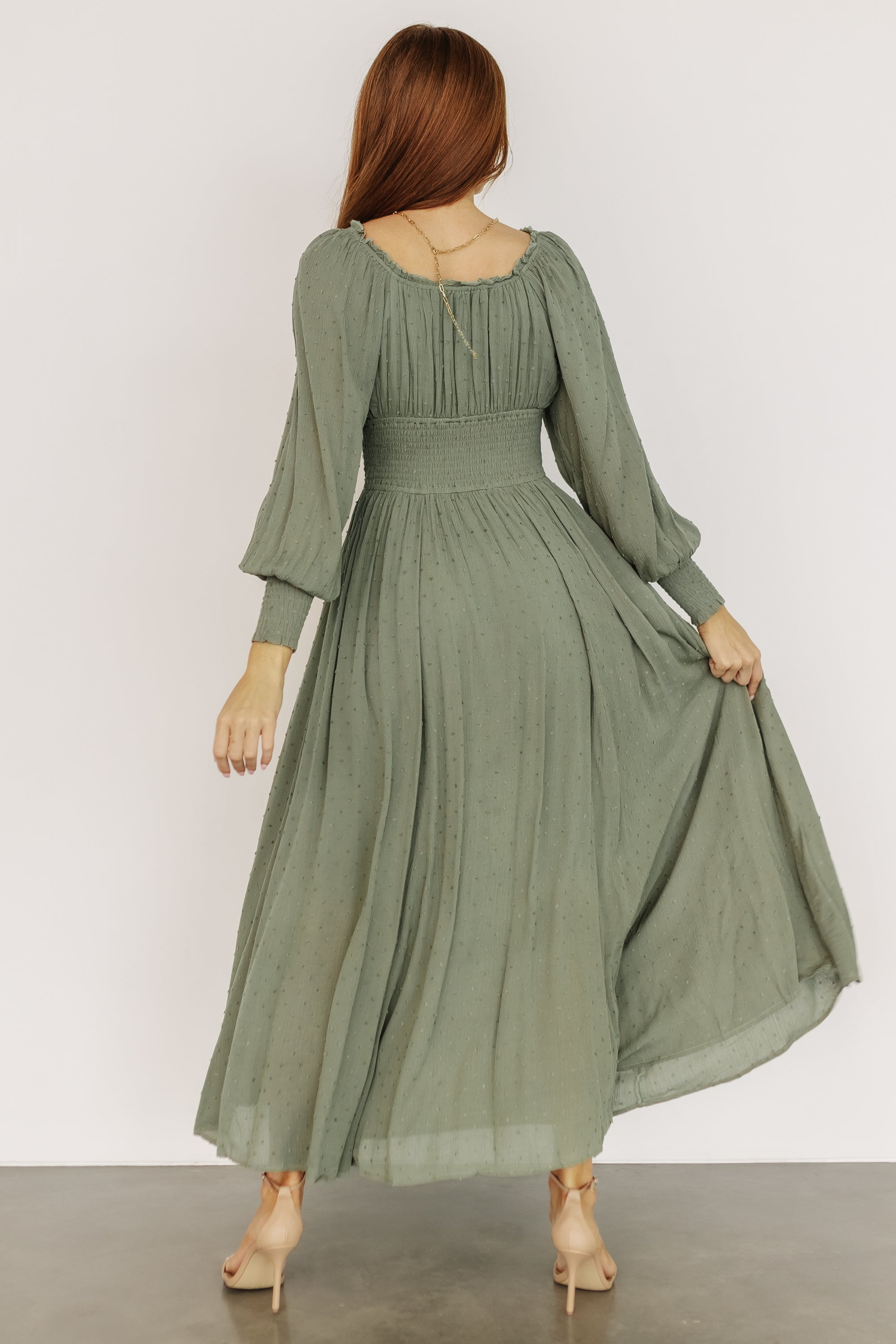 Renata Dot Maxi Dress | Dusty Olive Fashionable For Sale