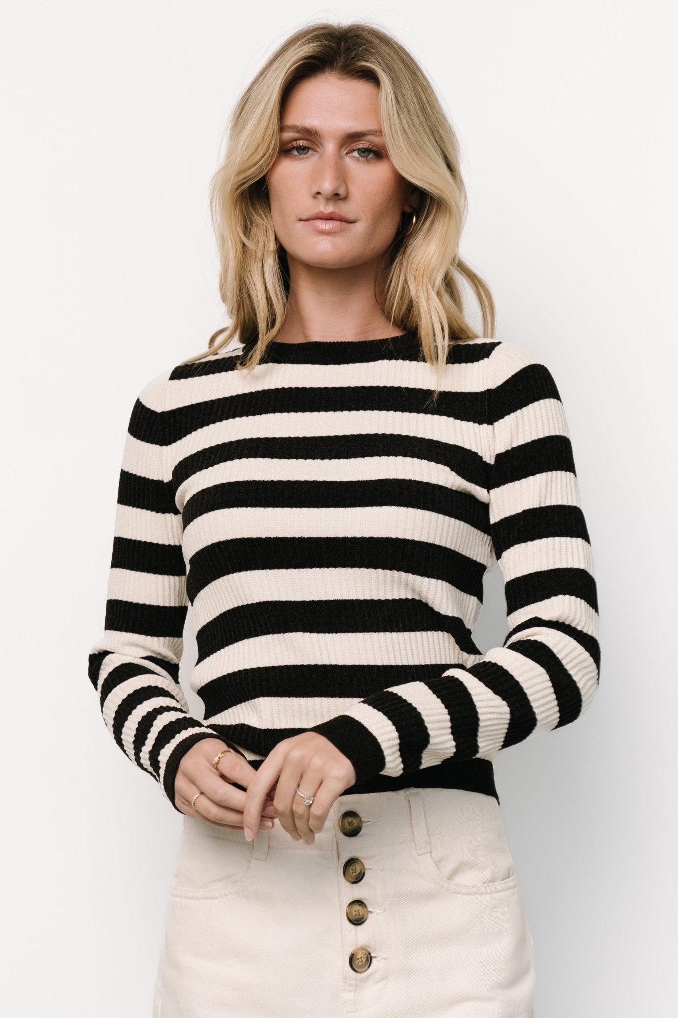 Milwaukee Striped Sweater | Black + Ivory With Paypal For Sale