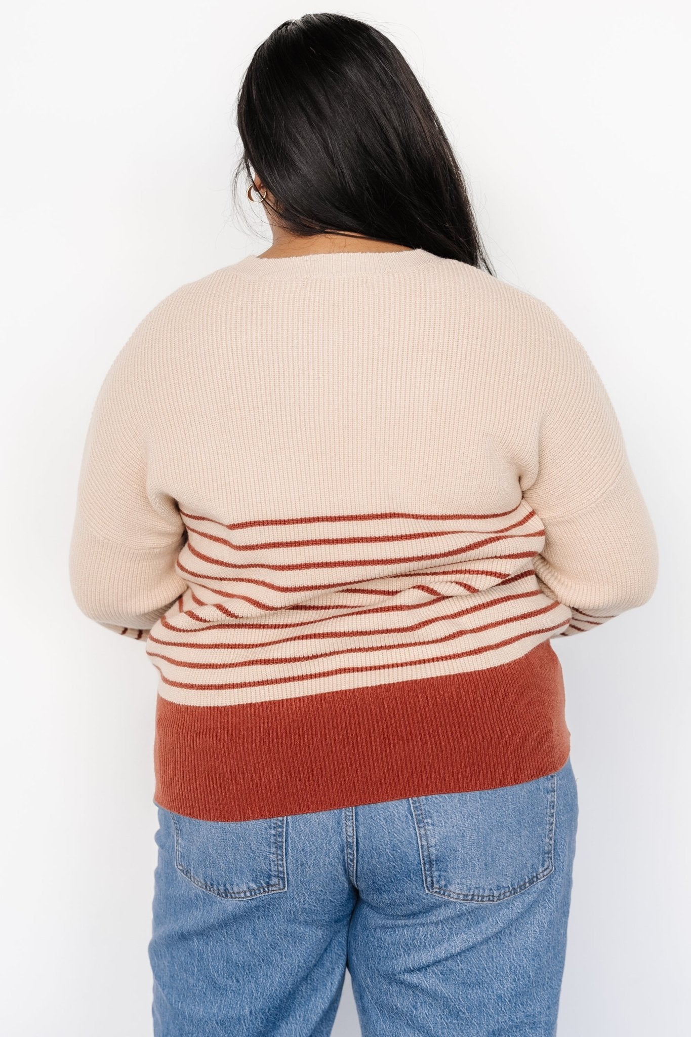 Miles Striped Sweater | Taupe + Marsala Outlet With Paypal Order