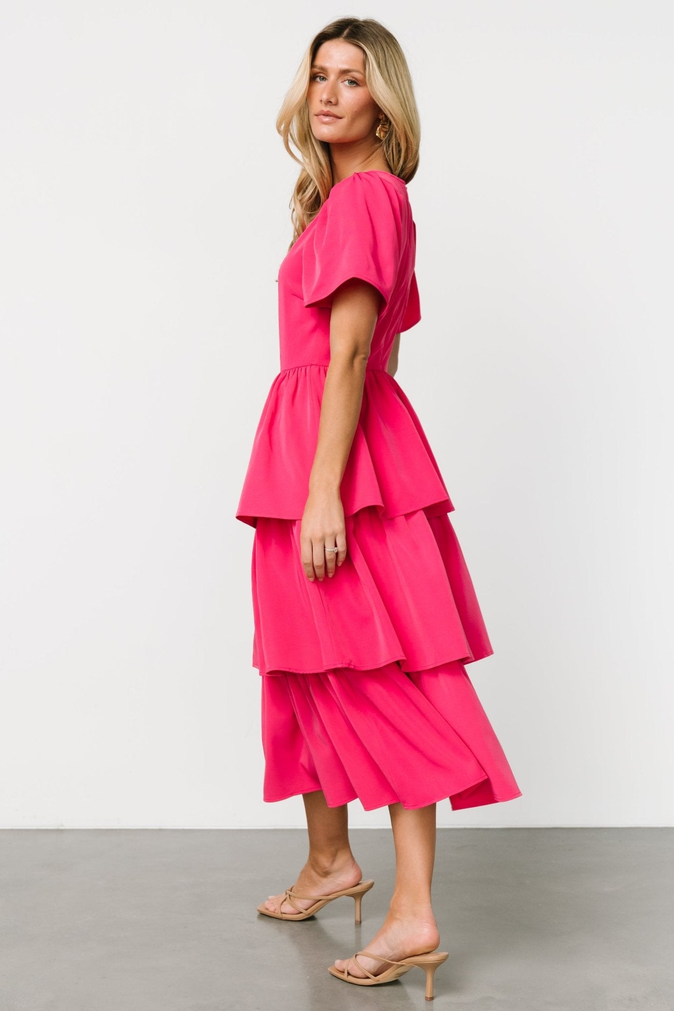 Cadenza Tiered Maxi Dress | Deep Pink Newest Online