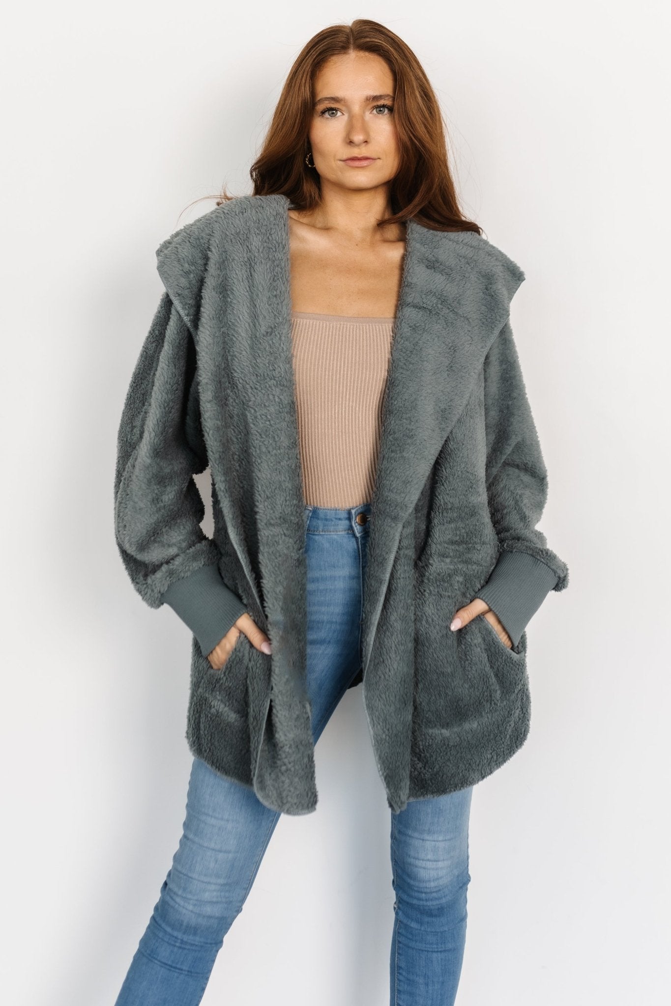 Melrose Teddy Jacket | Dusty Blue Cheap Original