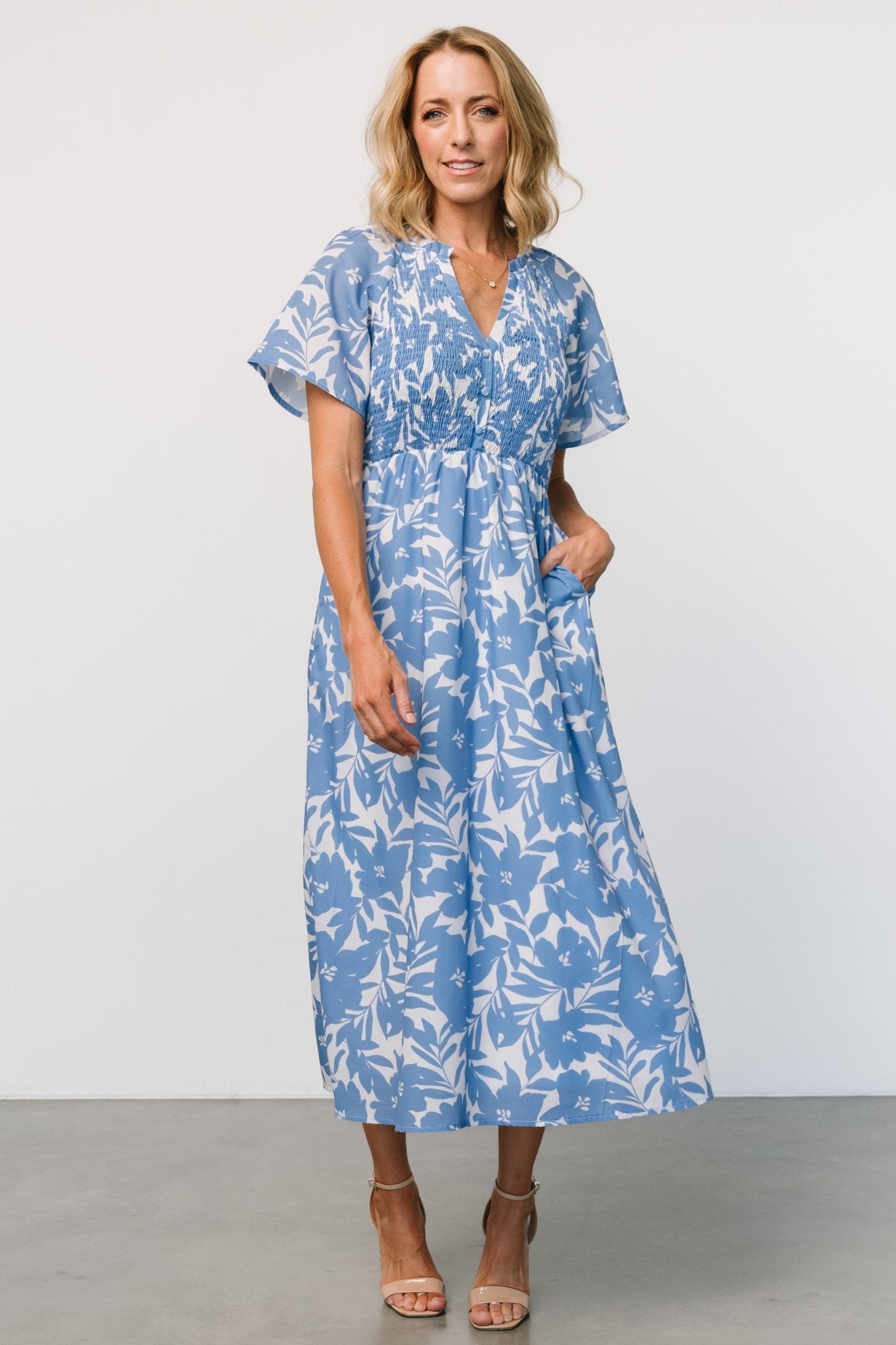 Annise Midi Dress | Blue Floral Outlet Purchase