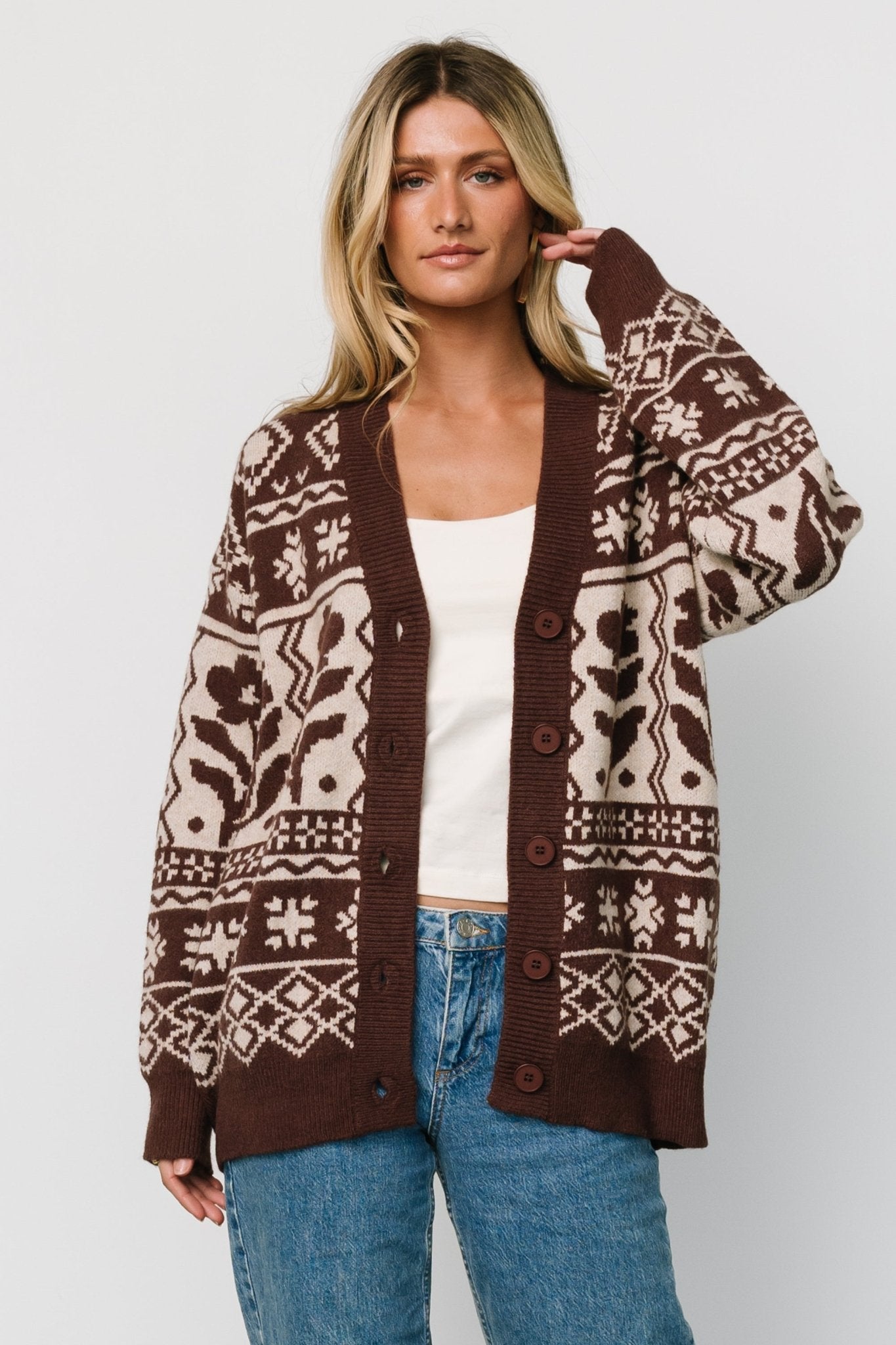 Jackson Oversized Cardigan | Dark Mocha Print Purchase Cheap Pice