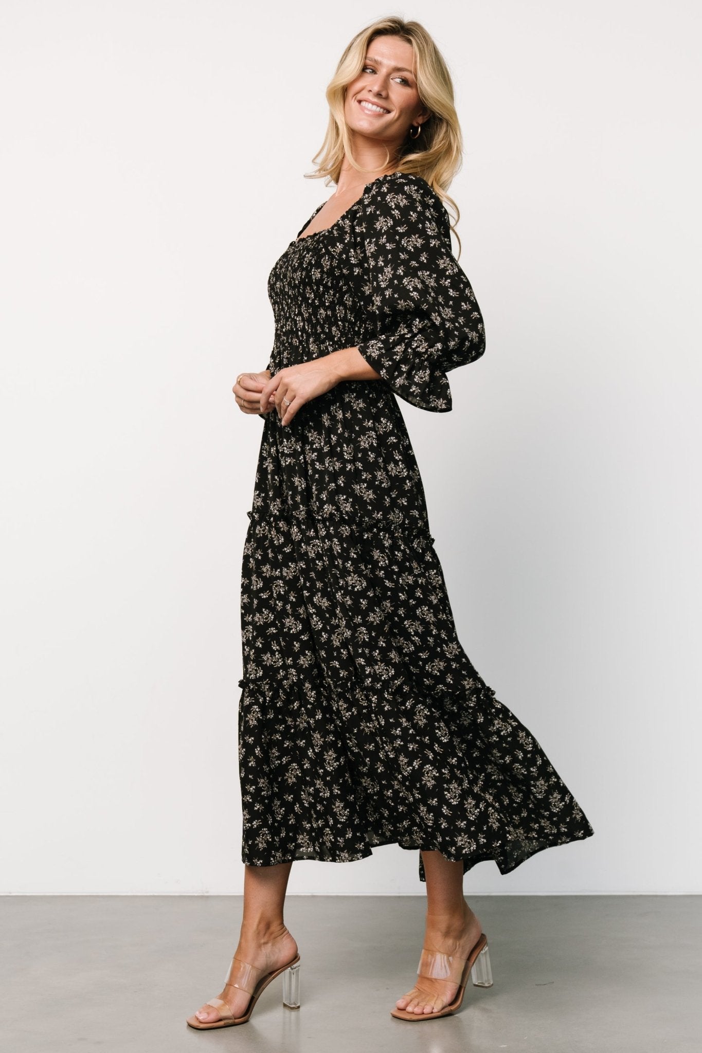 Margareta Tiered Dress | Black Floral Footlocker Online