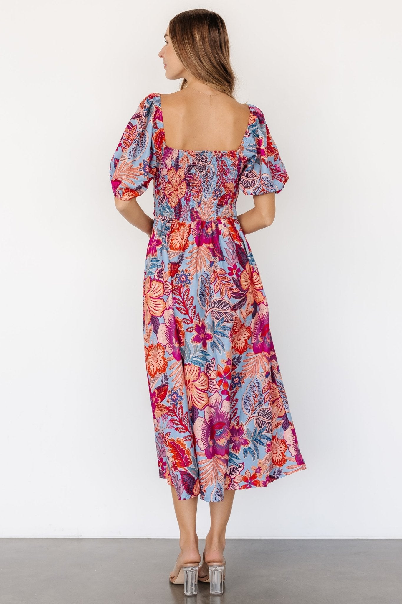 Elisha Midi Dress | Blue + Multi Floral Cheap With Paypal