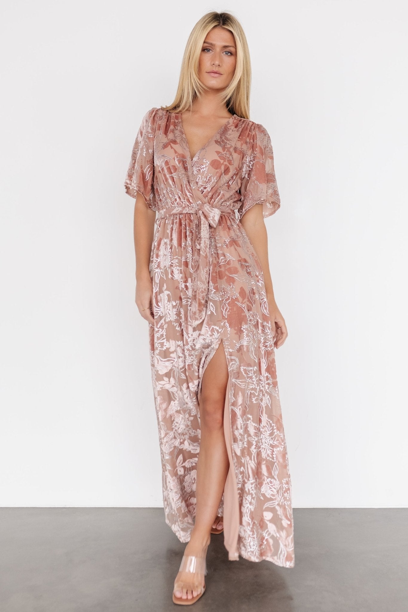 Uma Velvet Maxi Dress | Blush + Silver Sale Cheap Pice