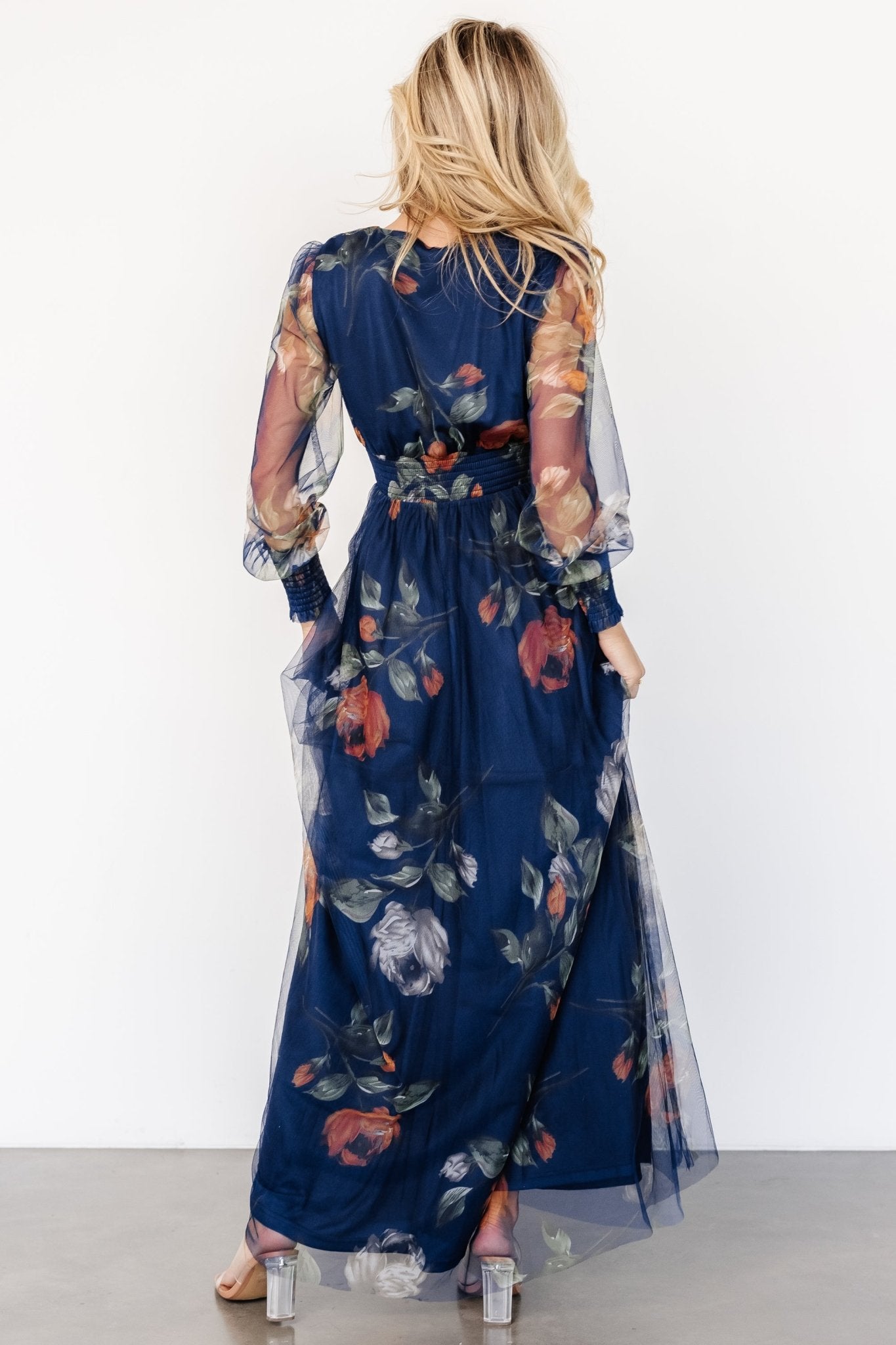 Layla Tulle Maxi Dress | Navy Blue Floral Discount Countdown Package