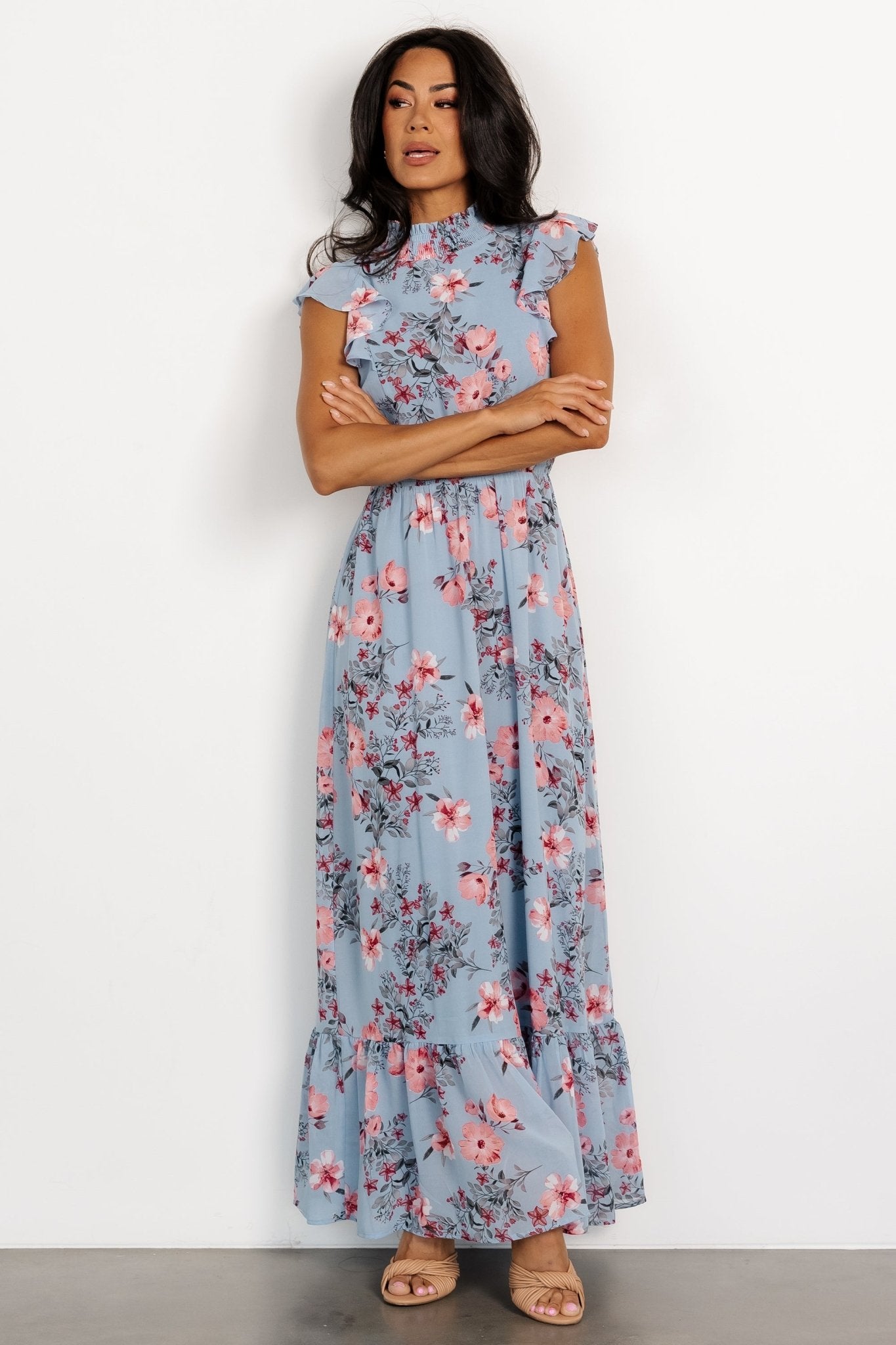 Kearny Ruffle Maxi Dress | Light Blue + Blush Sale Choice